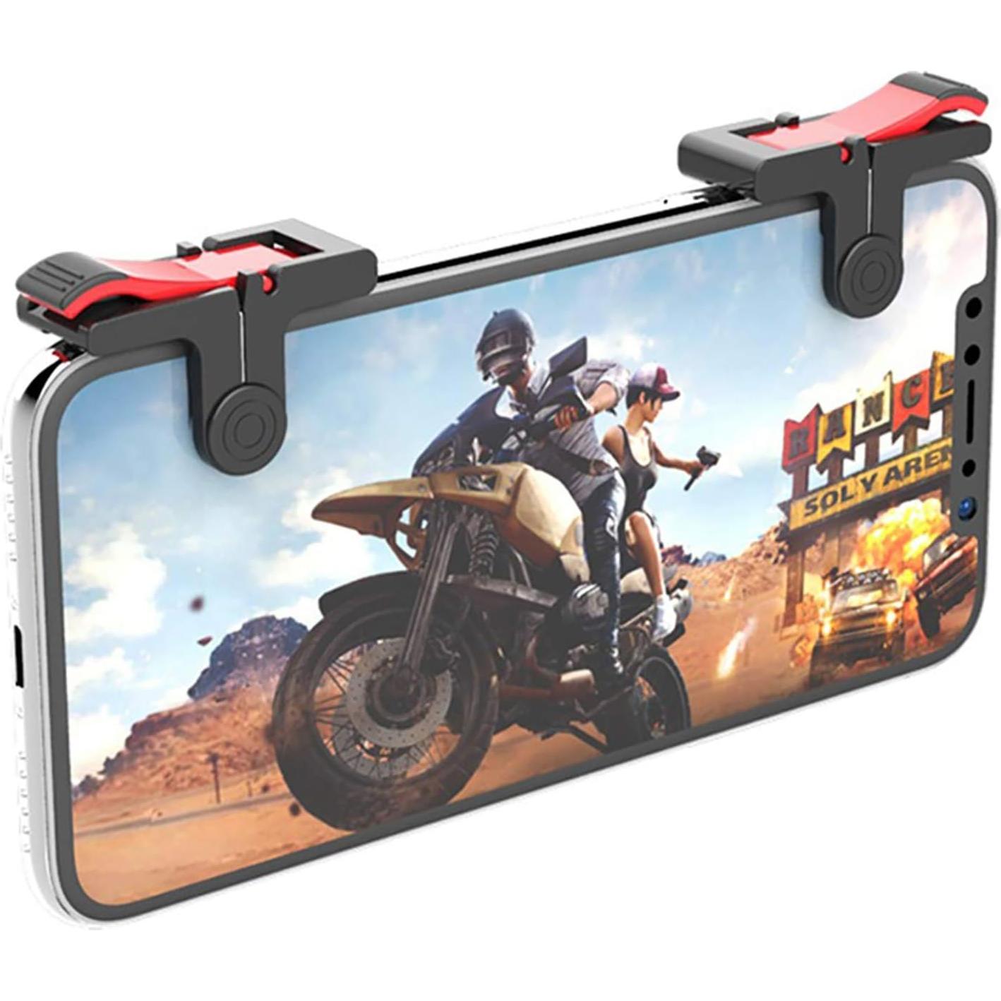 1 Pair Mobile Game Controller Gamepad for PUBG Mobile/Fortnitee Mobile/Call of Duty Mobile, Mobile Game Trigger Joystick Gamepads for iPhone/Android, Sensitive Shoot and Aim L1R1 Triggers Black