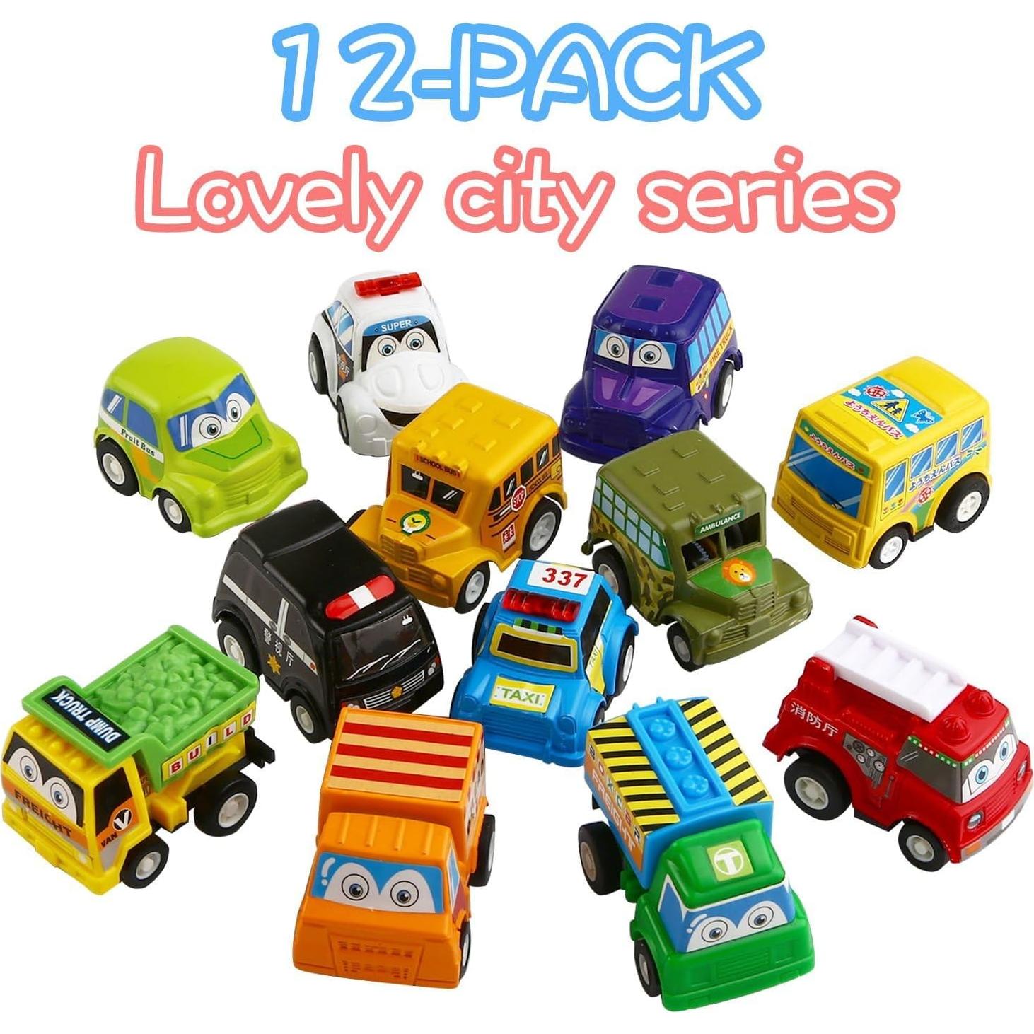 Coche de Retroceso Funcorn Toys - 12 Vehículos Mini 5 cm