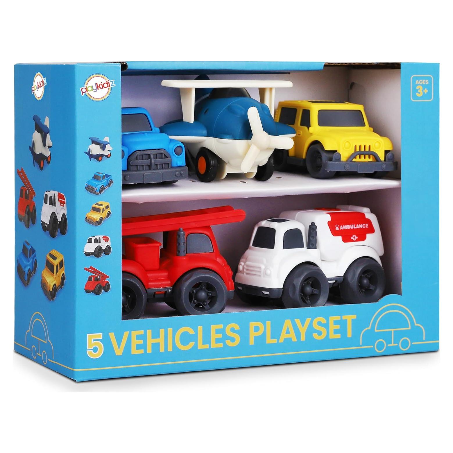 Conjunto de 5 Juguetes de Autos Playkidiz para Niños 3-5 Años