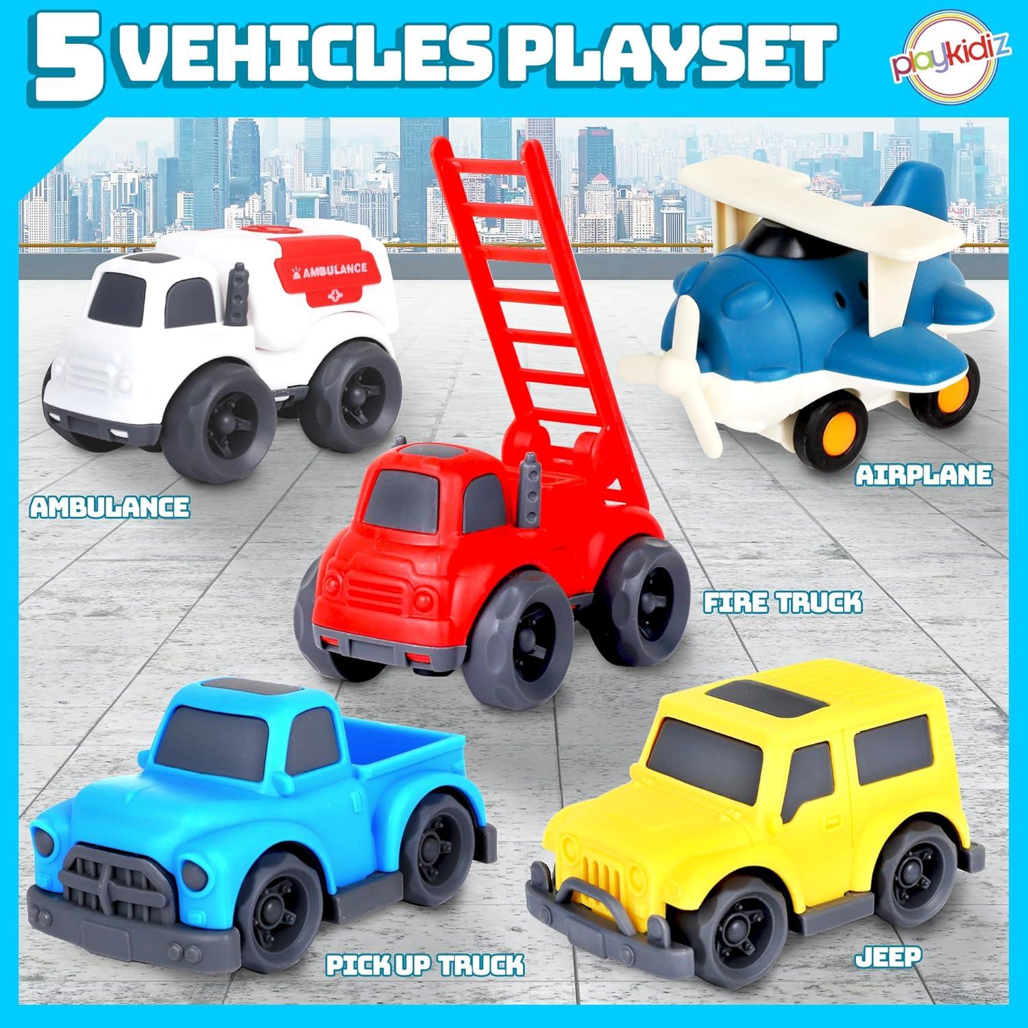 Conjunto de 5 Juguetes de Autos Playkidiz para Niños 3-5 Años
