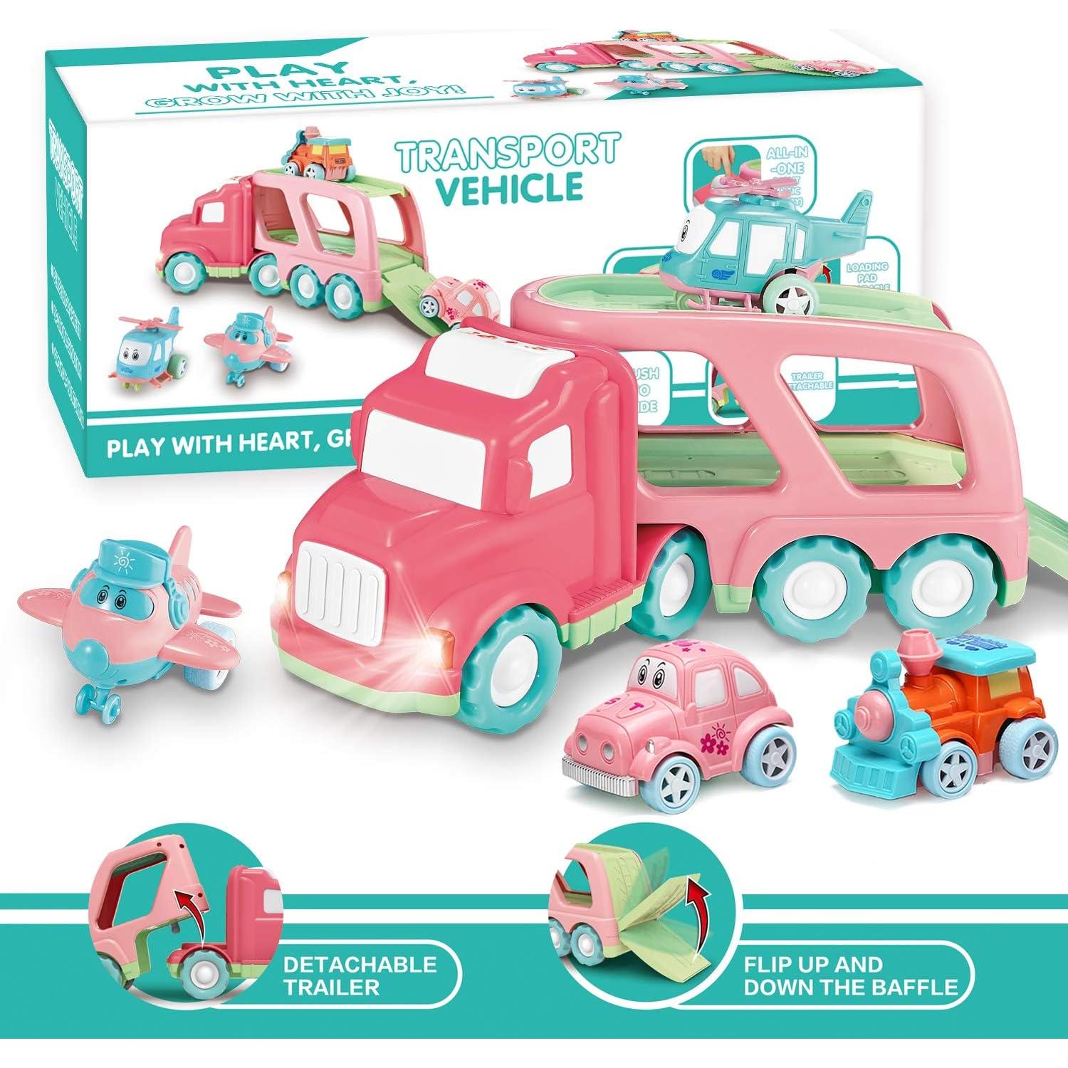 Juego de Camión Transportador 5 en 1 LESUTER con Luz y Sonido