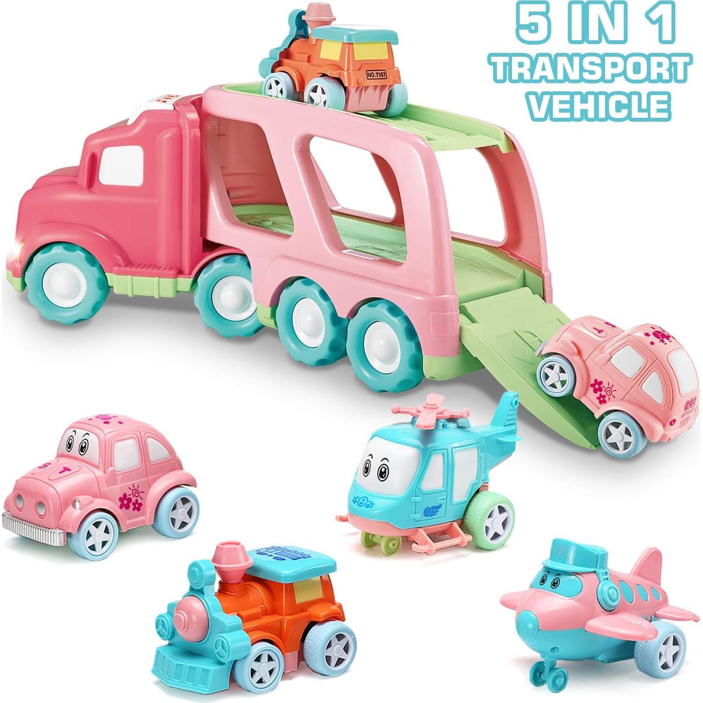 Juego de Camión Transportador 5 en 1 LESUTER con Luz y Sonido