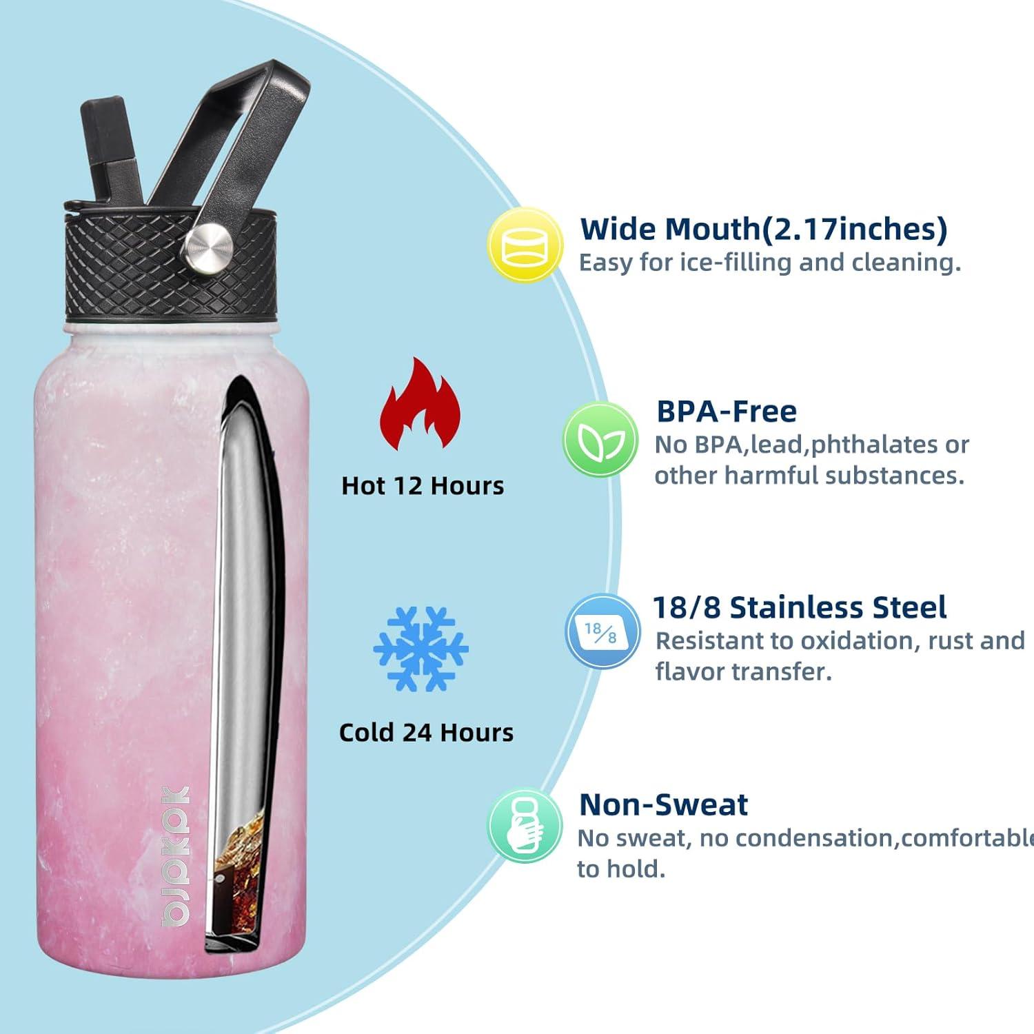 Botellas de Agua Aisladas BJPKPK 950ml 2 Pack Florecer+Océano