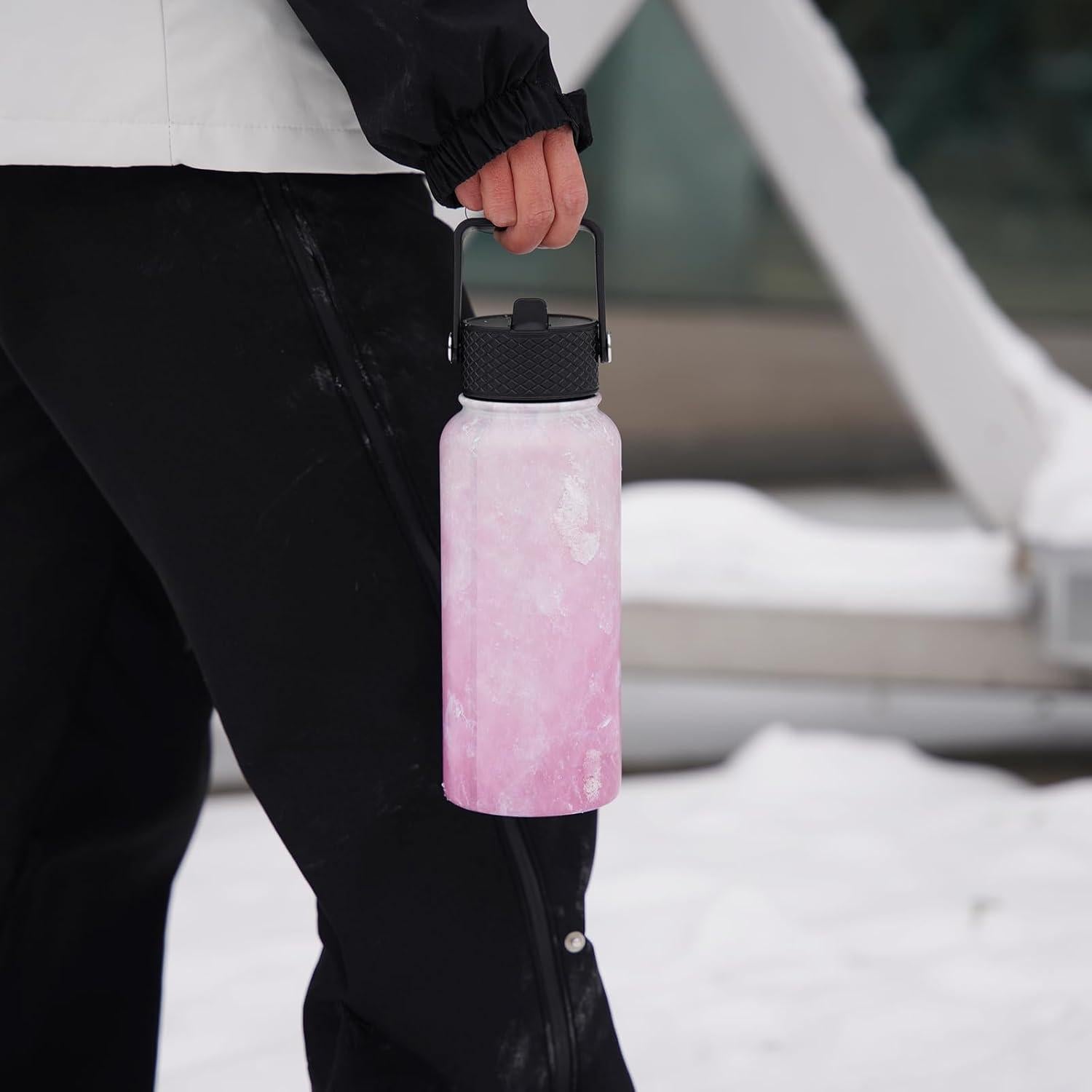 Botellas de Agua Aisladas BJPKPK 950ml 2 Pack Florecer+Océano