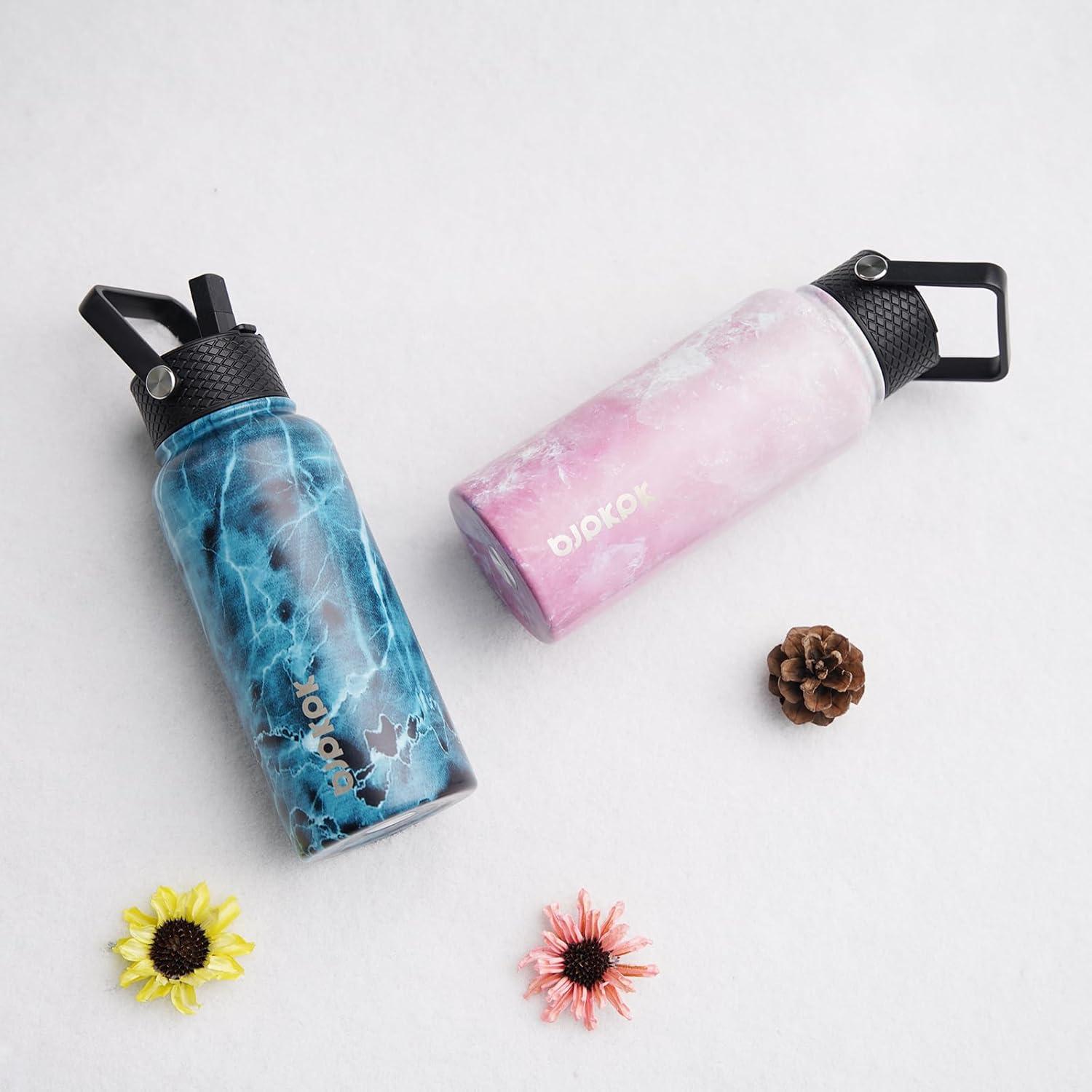 Botellas de Agua Aisladas BJPKPK 950ml 2 Pack Florecer+Océano