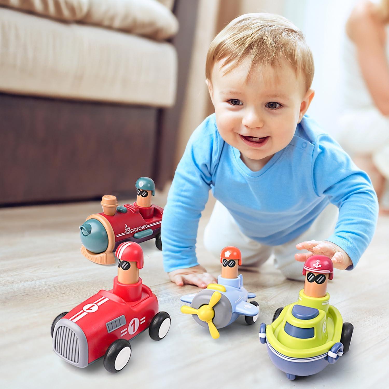 LiKee Juguetes de Coches para Niños 4 Piezas Transporte