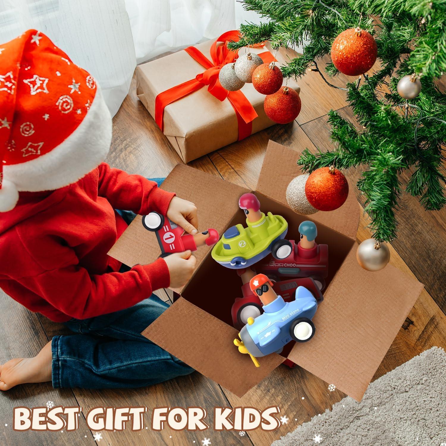 LiKee Juguetes de Coches para Niños 4 Piezas Transporte