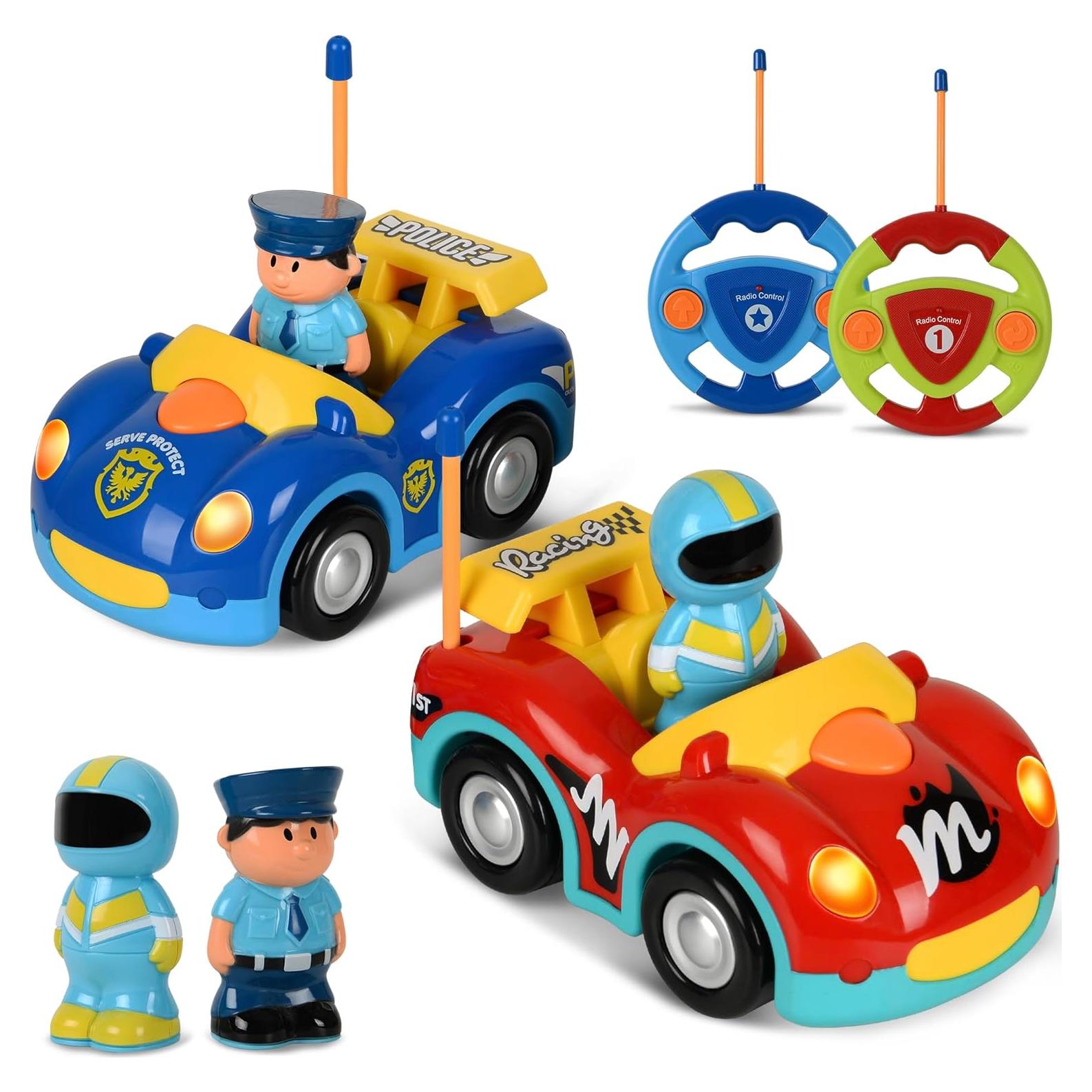 Coches RC Haktoys 2-Pack - Policías y Carreras para Niños