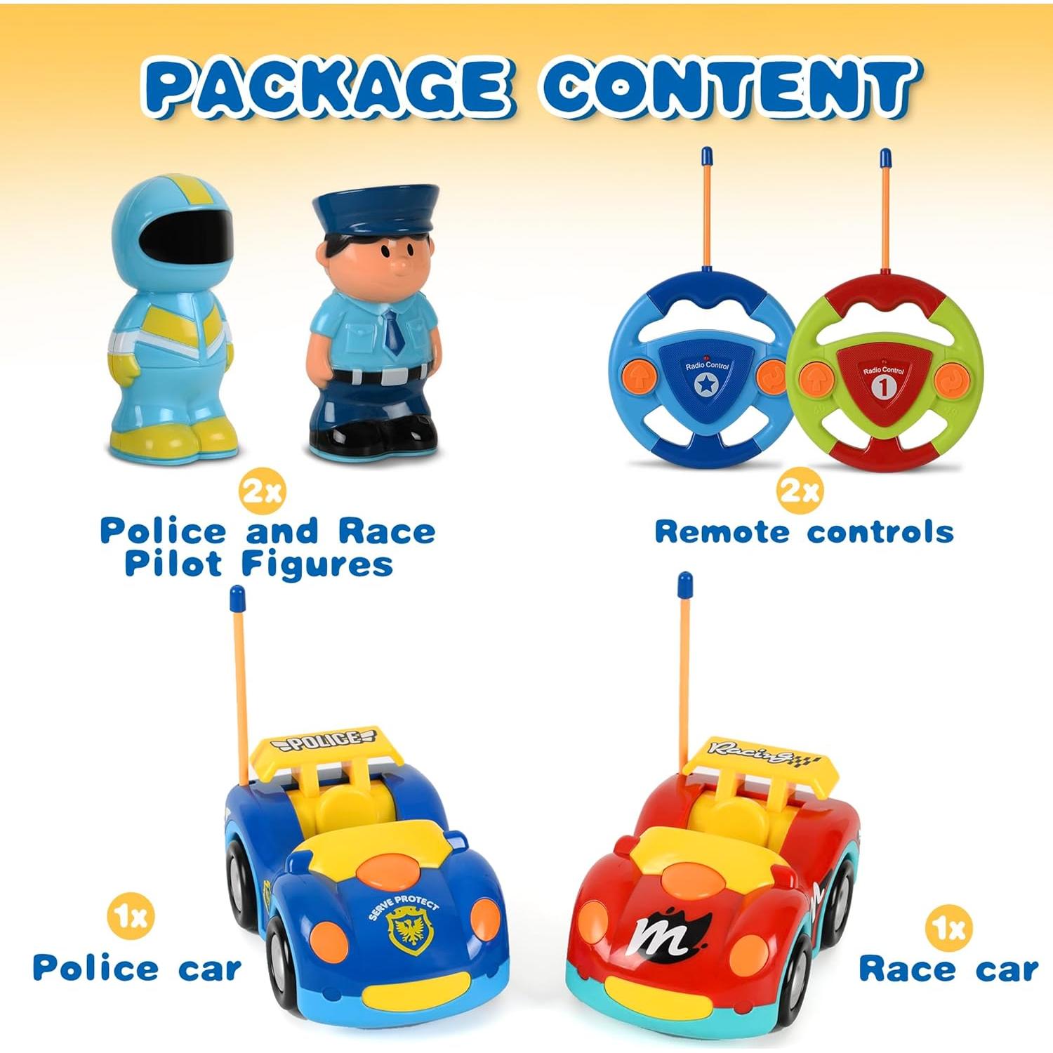 Coches RC Haktoys 2-Pack - Policías y Carreras para Niños