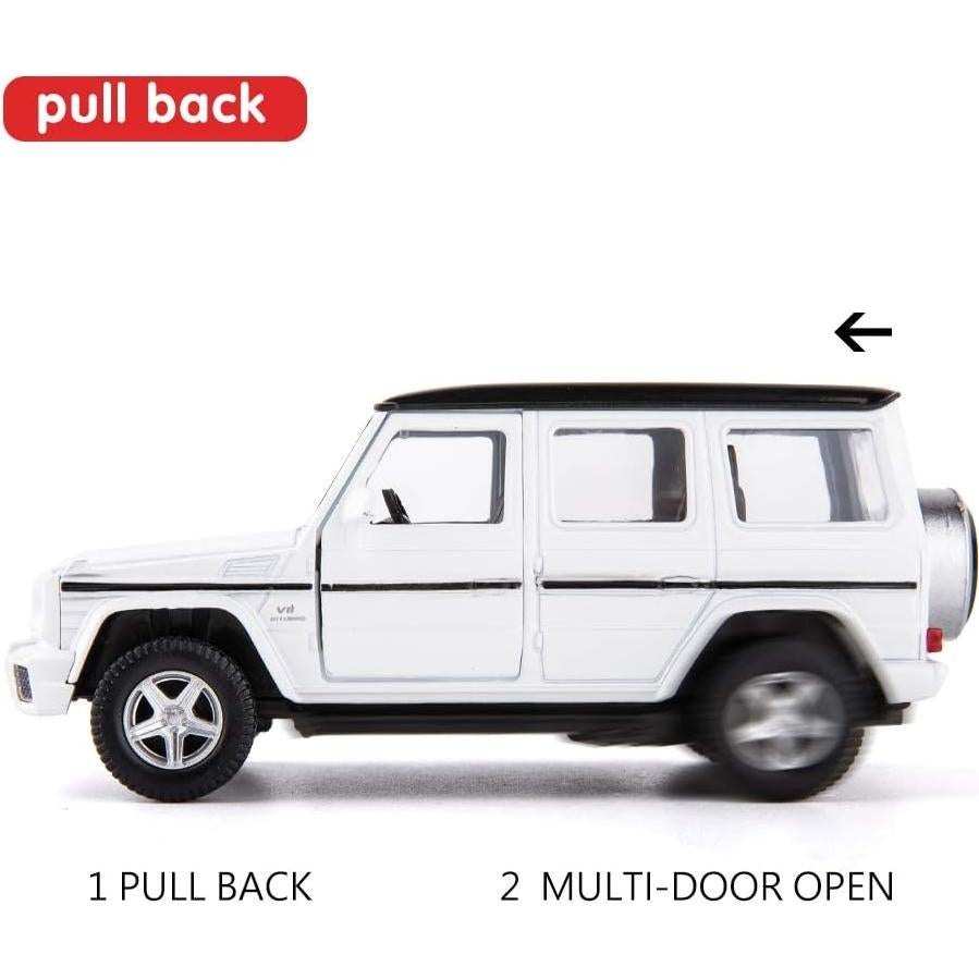 Coche a Escala G63 Benz Blanco Pull Back 12 cm Juguete