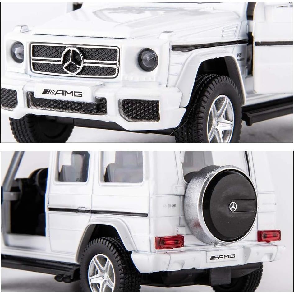 Coche a Escala G63 Benz Blanco Pull Back 12 cm Juguete