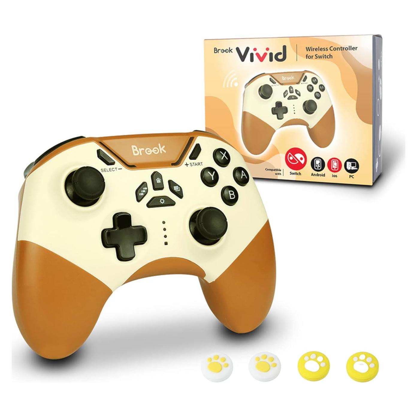 Controlador Inalámbrico Brook Vivid para Switch y PC - Sol