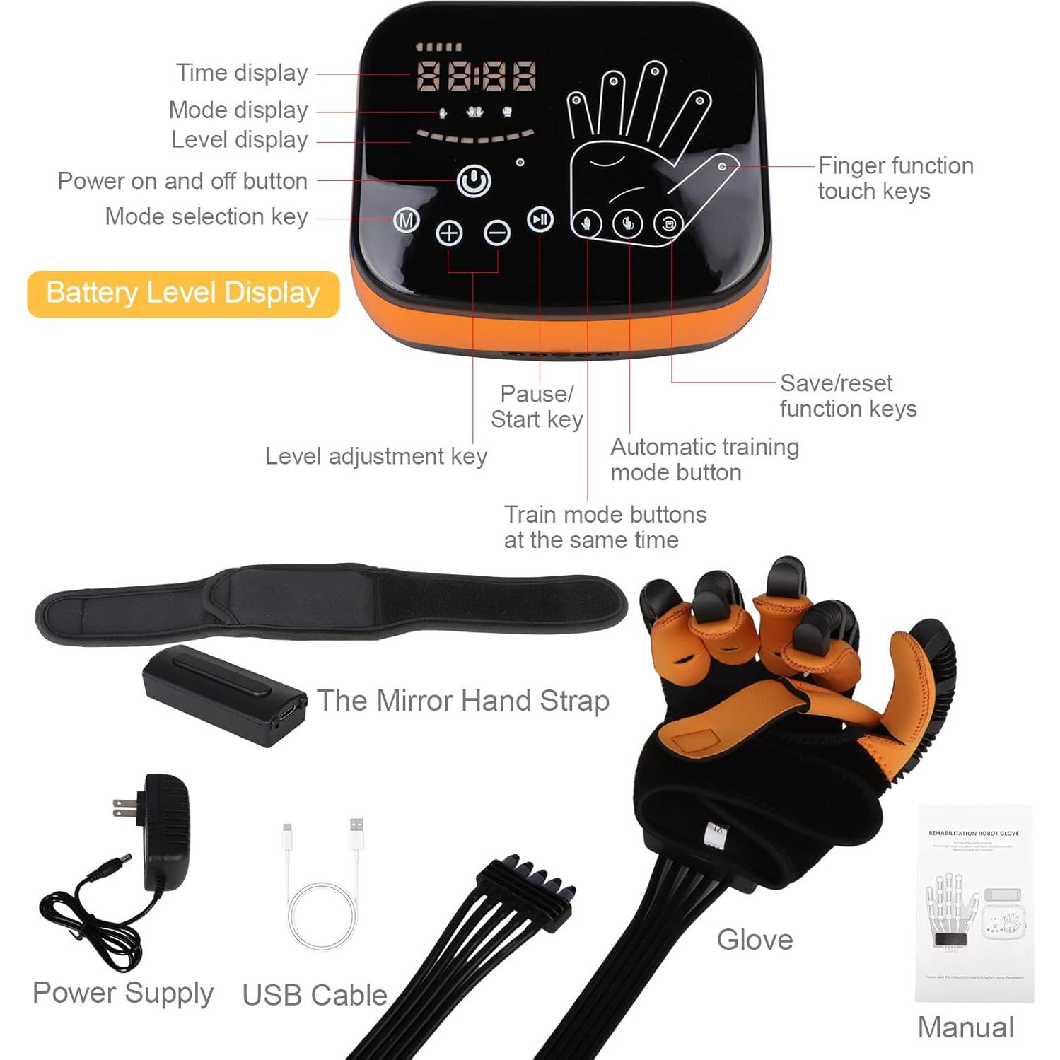 Guantes Robot de Rehabilitación ZTGOJ Mano Izquierda L 8 Niveles