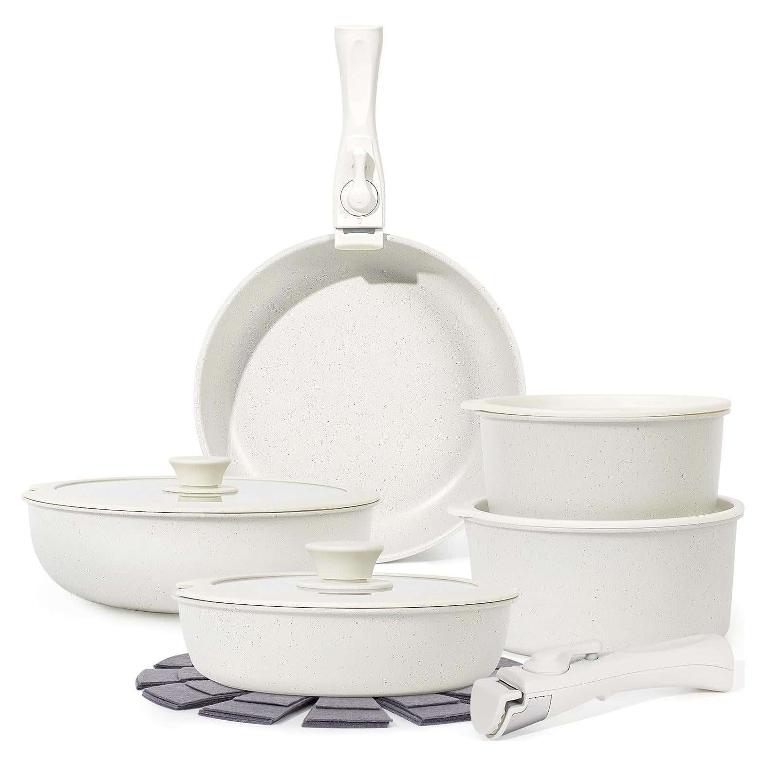 Juego de 15 Piezas de Ollas SODAY Antiadherentes Blancas