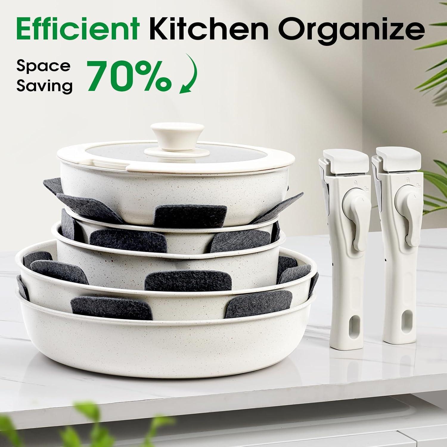 Juego de 15 Piezas de Ollas SODAY Antiadherentes Blancas