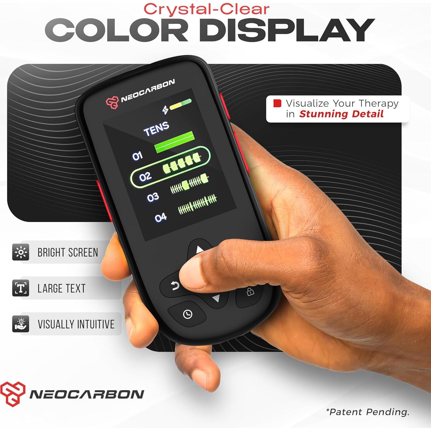 Estimulador Muscular TENS EMS Neocarbon, Alivio Dolor, Negro