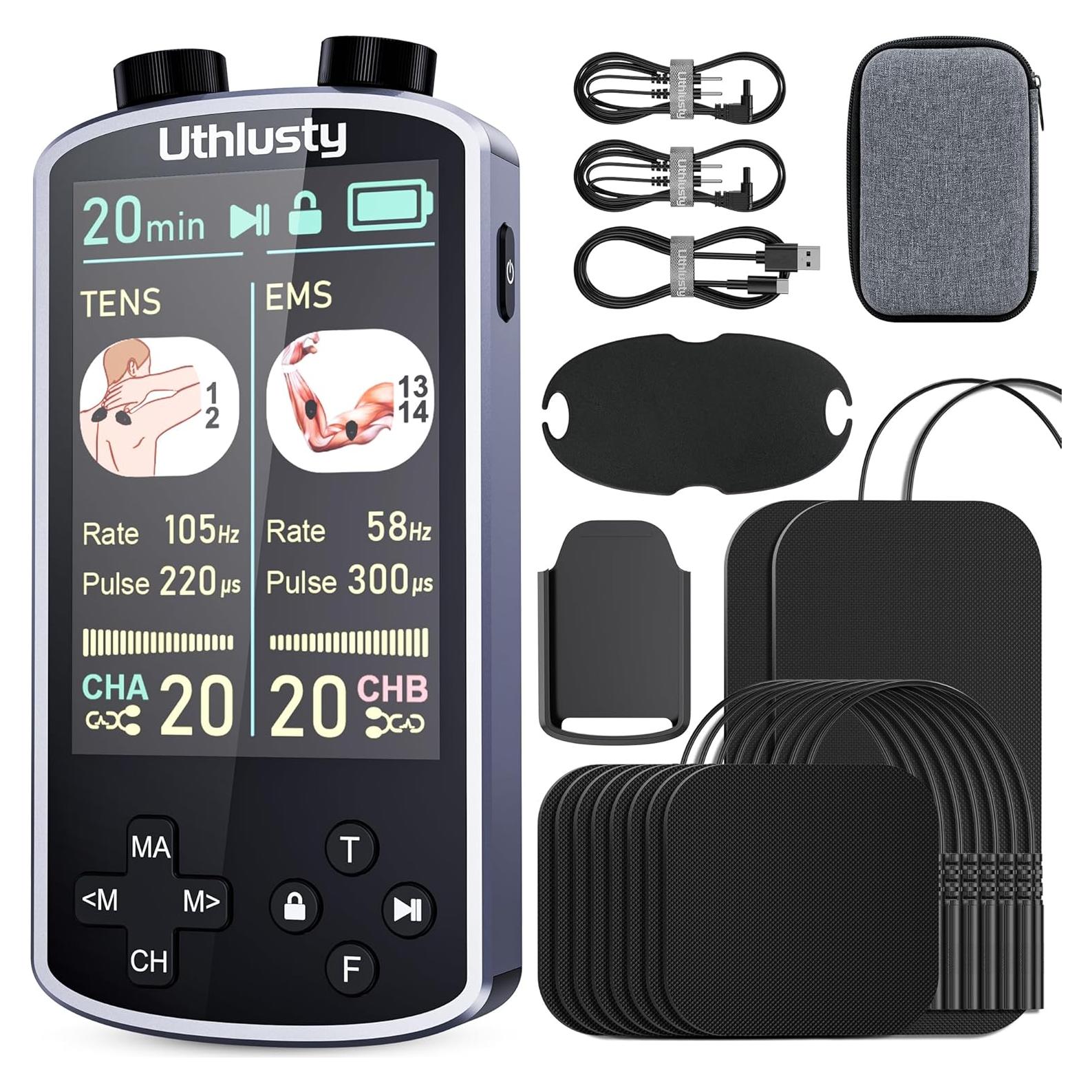Estimulador Muscular TENS Uthlusty Doble Canal 36 Modos Negro