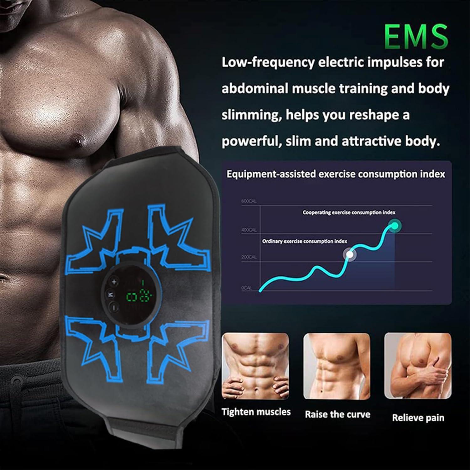 Estimulador Abdominal EMS MHD TENS - 12 Modos, Portátil y Recargable