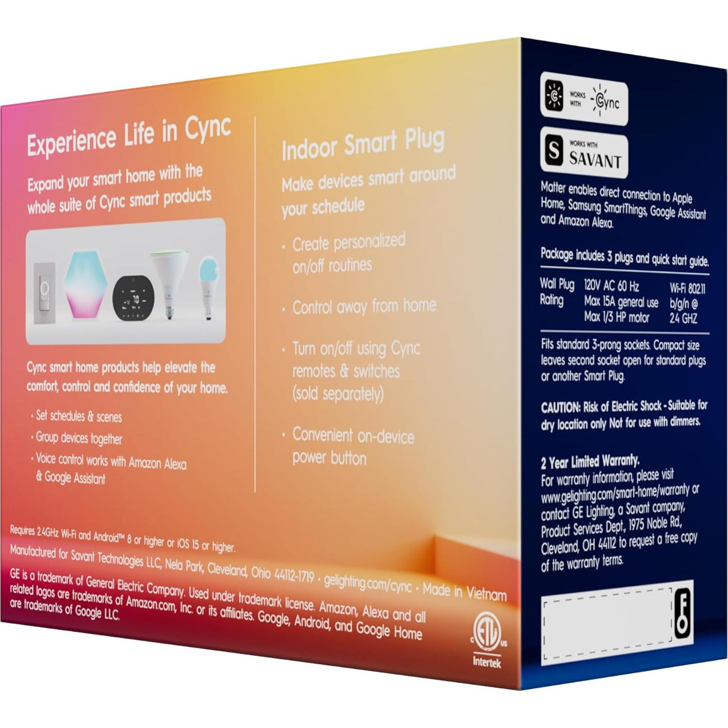 Enchufe Inteligente Cync 3 Paquete Control Remoto y Voz