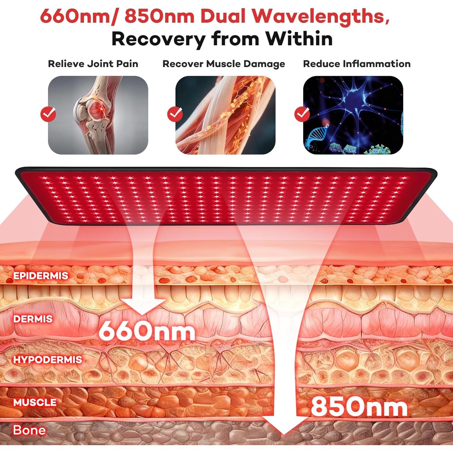 Almohadilla de Terapia de Luz Roja Ezona 61x30 cm 242 LEDs