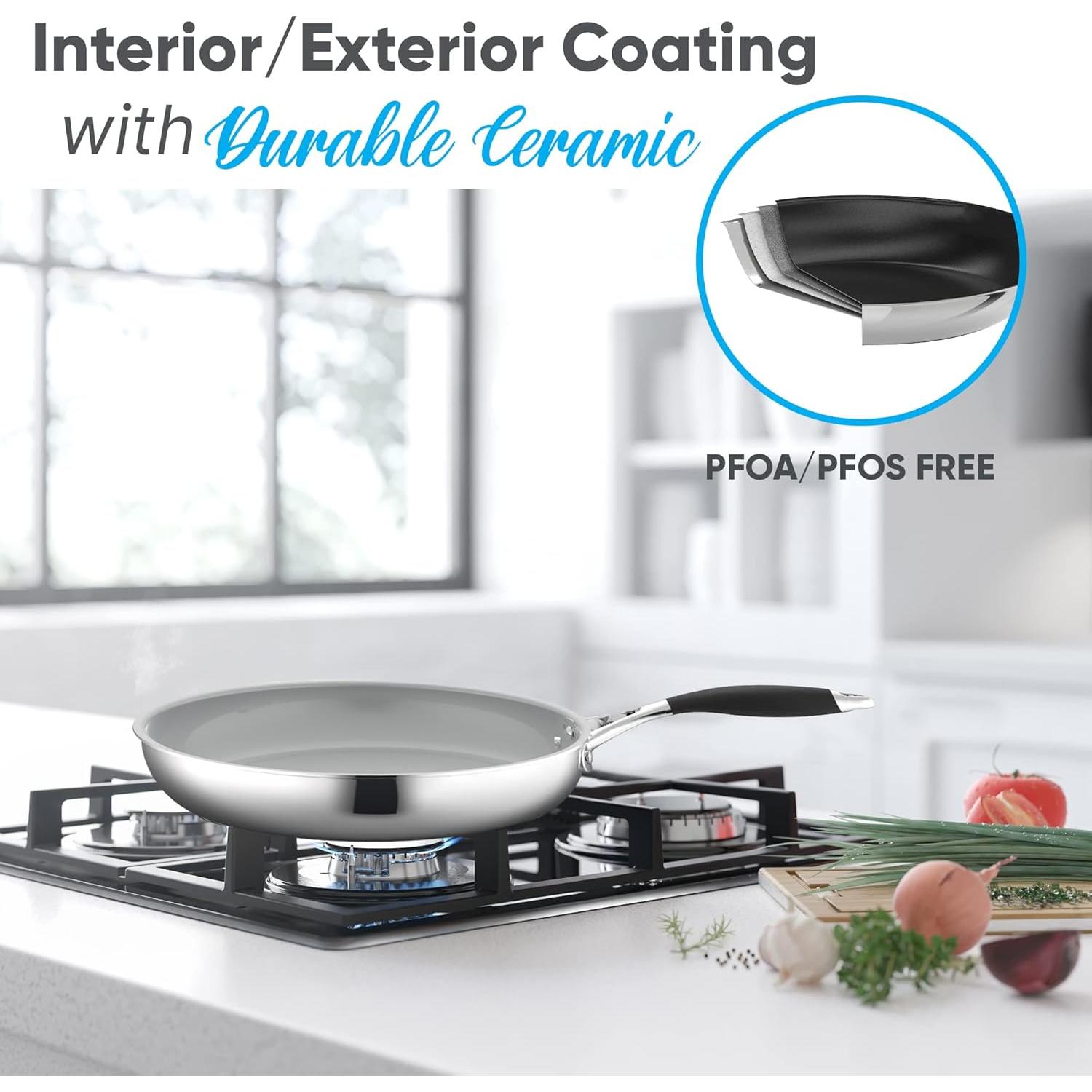 Sartén Pequeña NutriChef 20 cm Antiadherente Acero Inoxidable