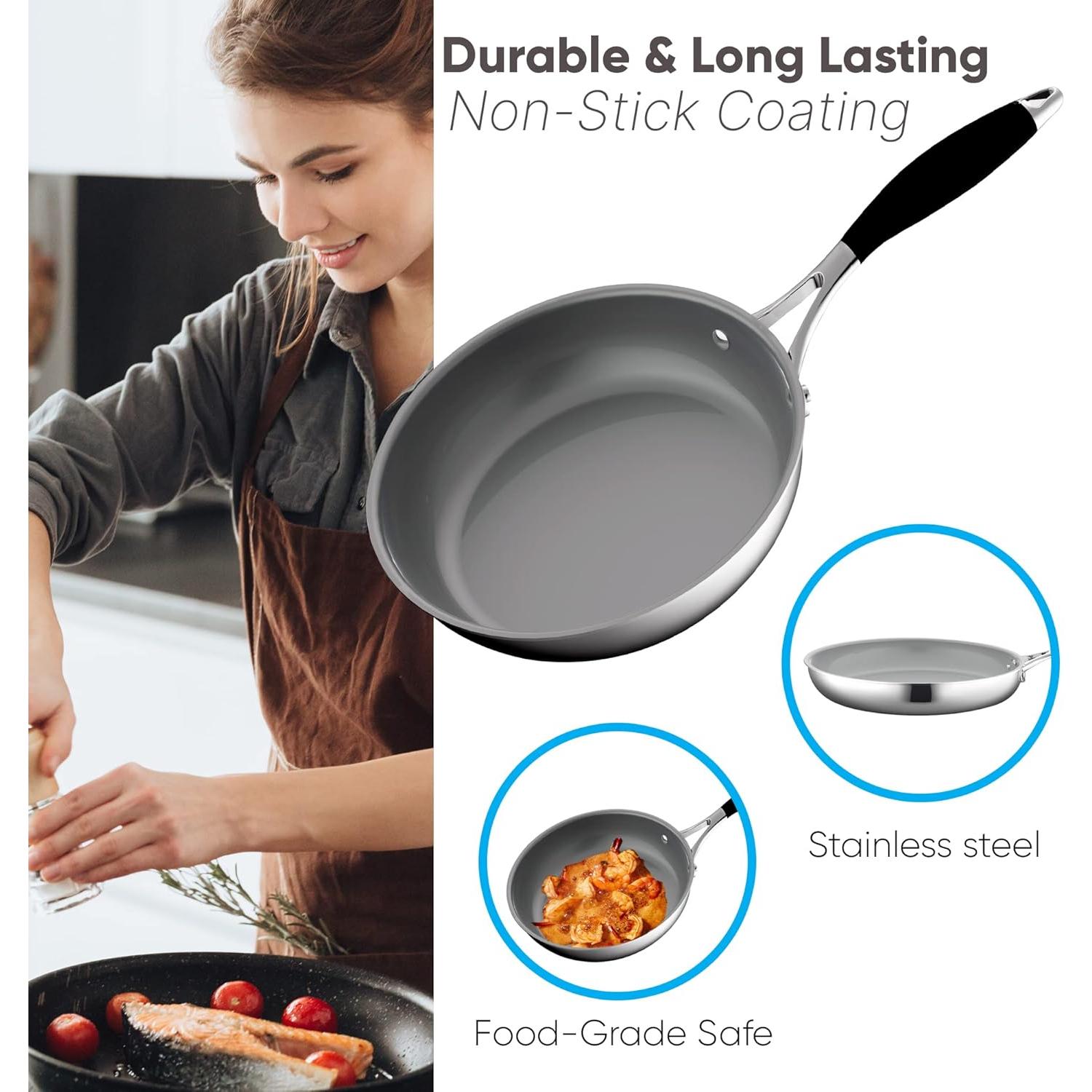 Sartén Pequeña NutriChef 20 cm Antiadherente Acero Inoxidable