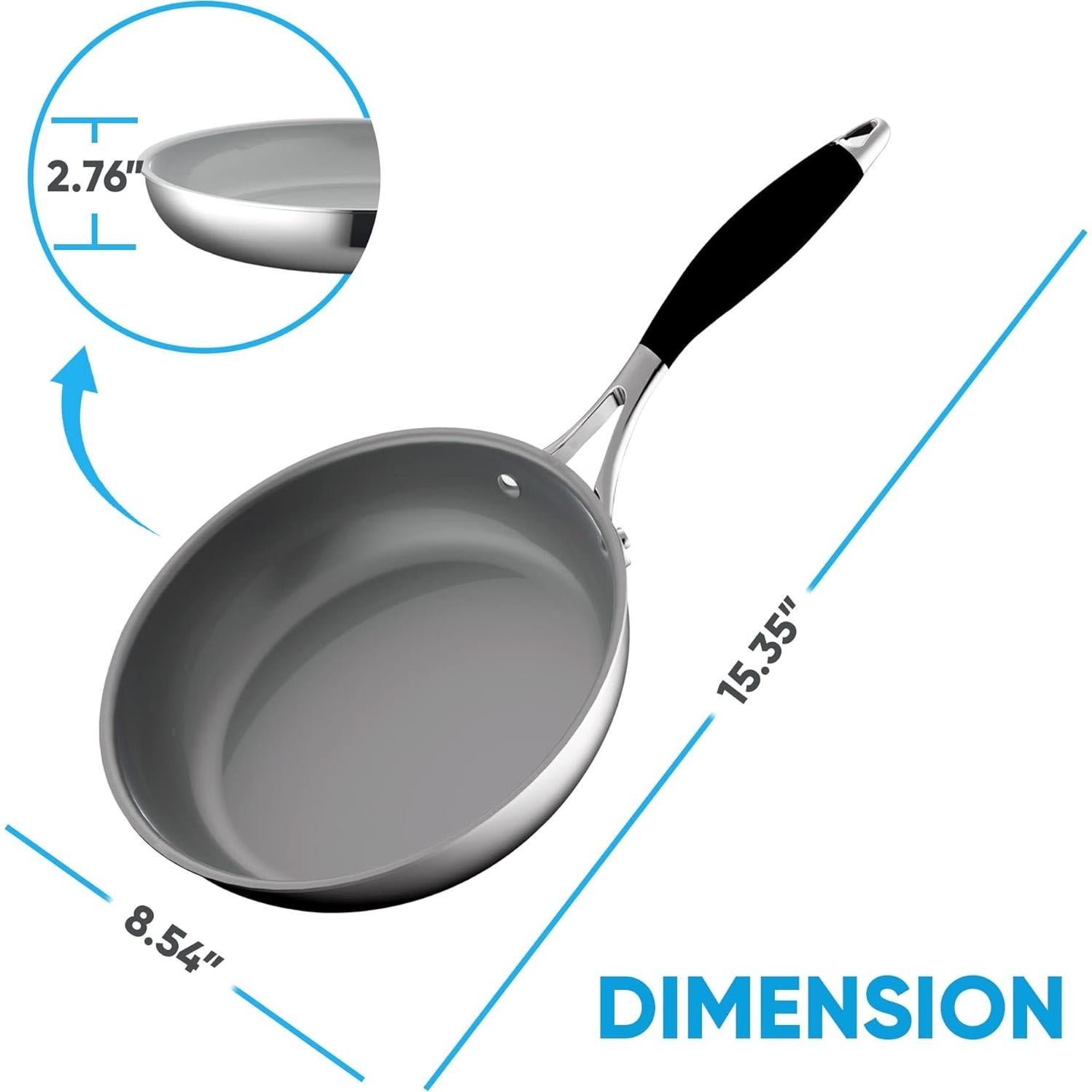Sartén Pequeña NutriChef 20 cm Antiadherente Acero Inoxidable