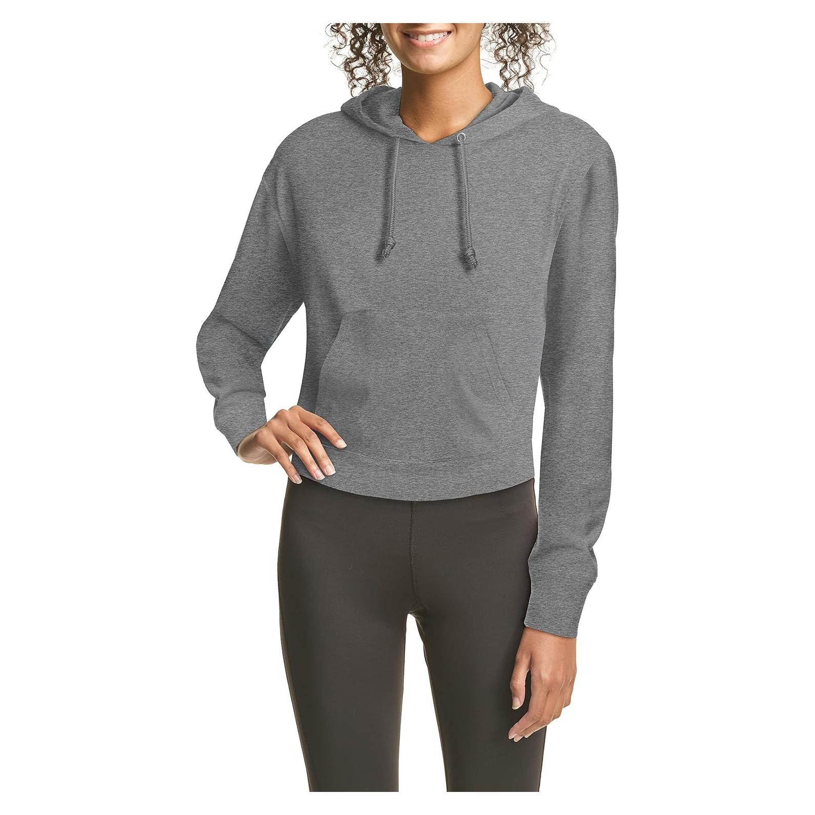 Sudadera con capucha recortada Hanes Originals mujer negra