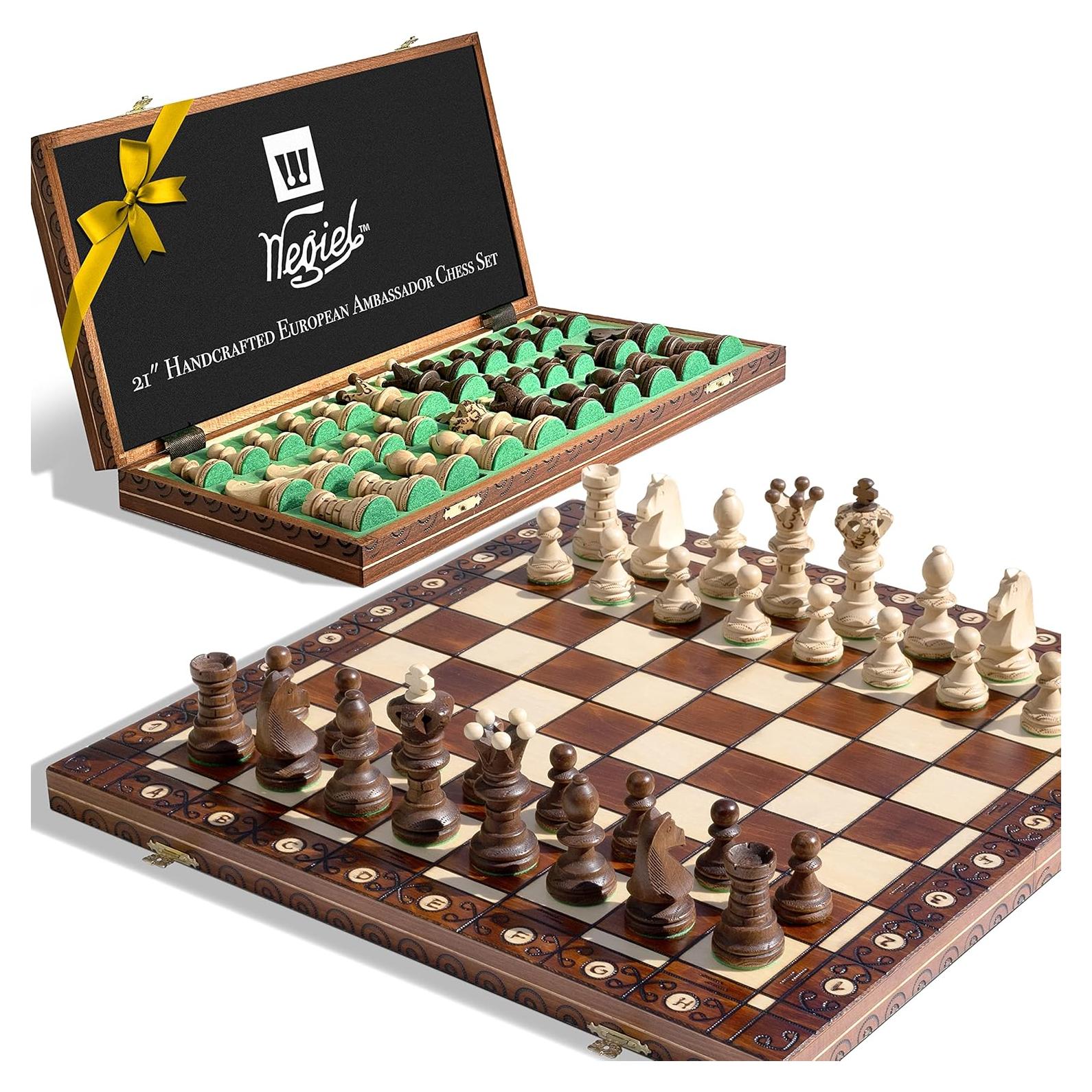 Juego de Ajedrez Wegiel Embajador Madera 54,86 cm Hecho a Mano