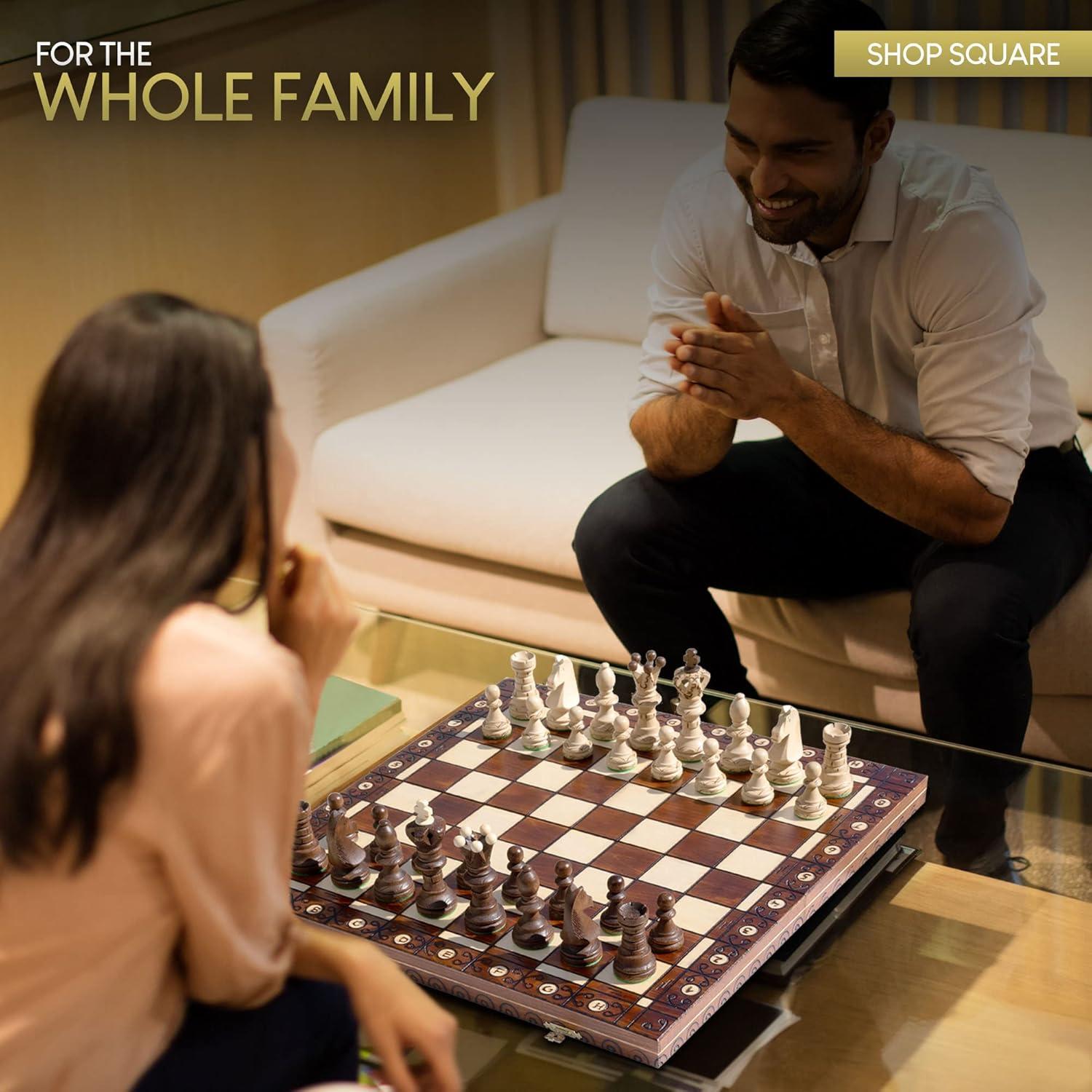 Juego de Ajedrez Wegiel Embajador Madera 54,86 cm Hecho a Mano