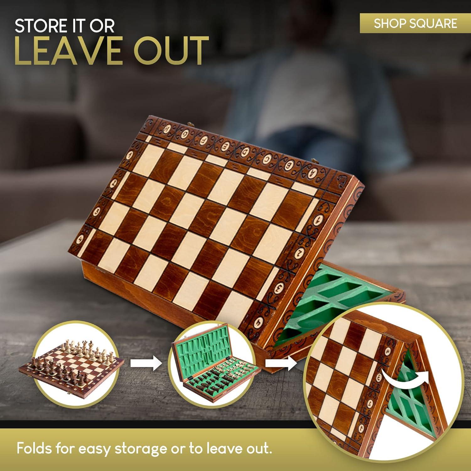 Juego de Ajedrez Wegiel Embajador Madera 54,86 cm Hecho a Mano