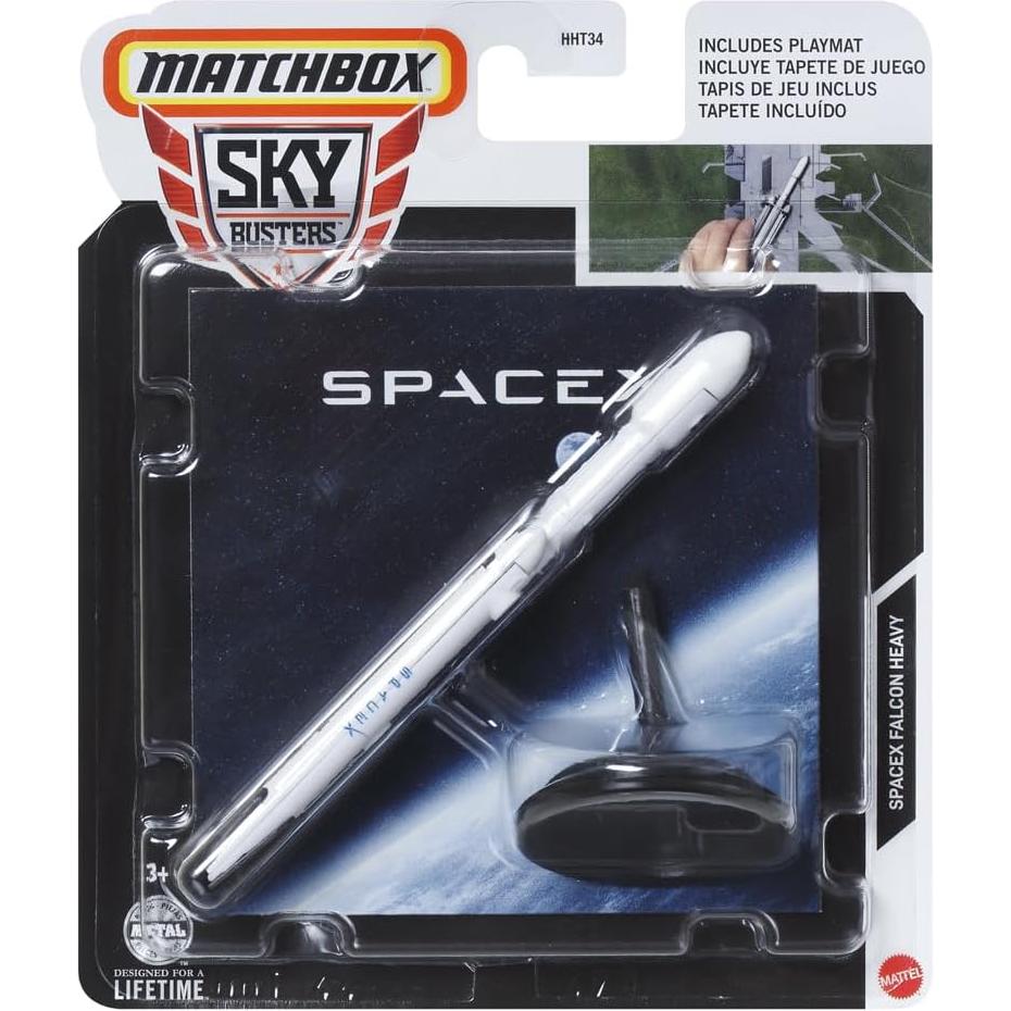 Matchbox Sky Busters Cohete Falcon Heavy SpaceX con Tapete