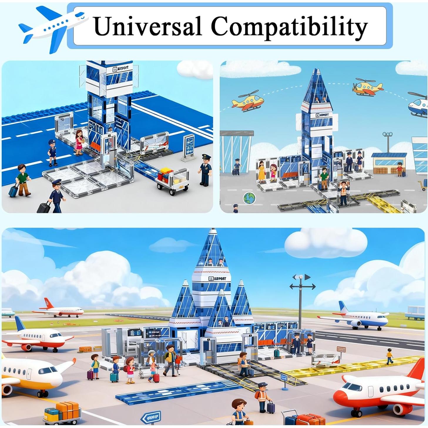 Set de Azulejos Magnéticos AFUNX Aeropuerto 54PCS Juguete Educativo