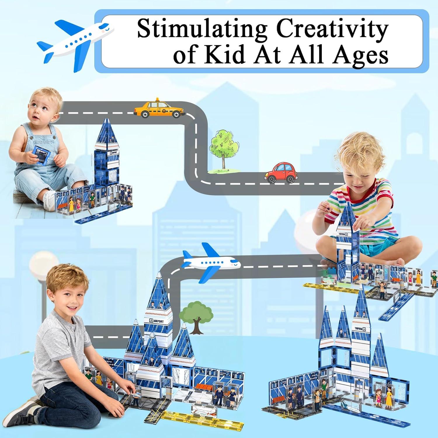 Set de Azulejos Magnéticos AFUNX Aeropuerto 54PCS Juguete Educativo