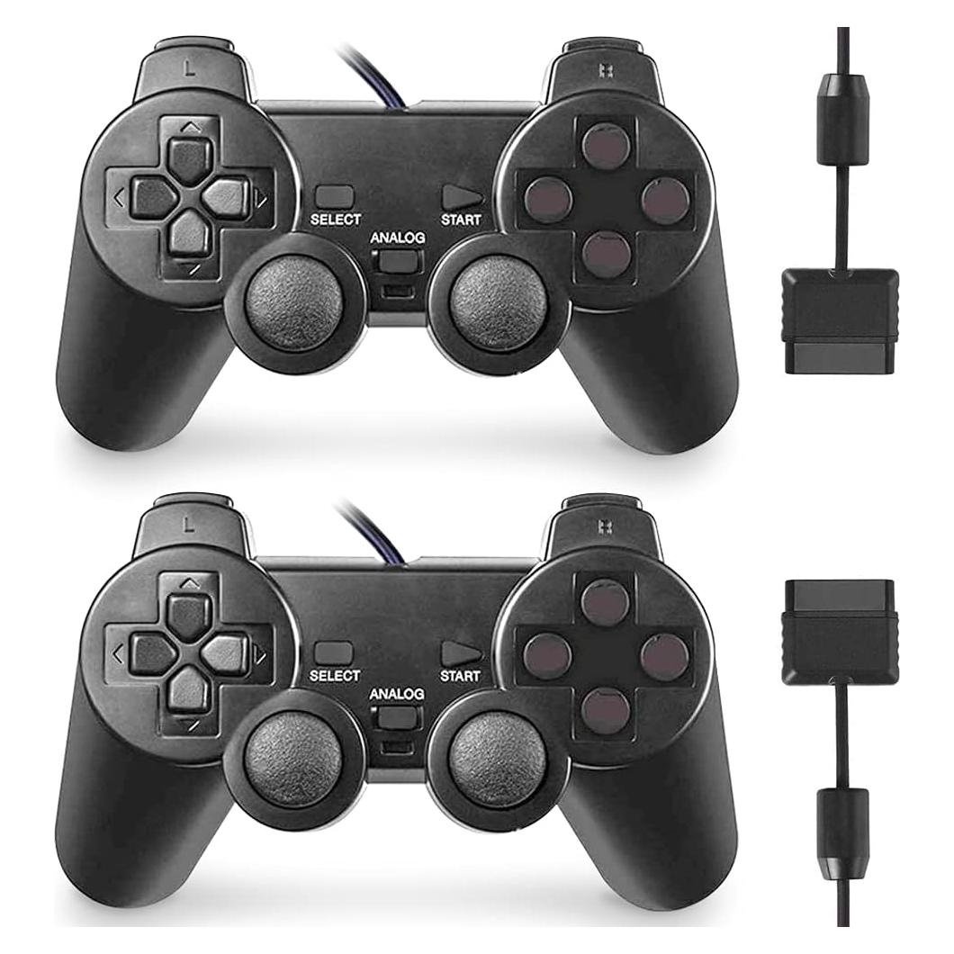 Controlador con cable Canmarin Doble Shock para PS2 - 2 Pack