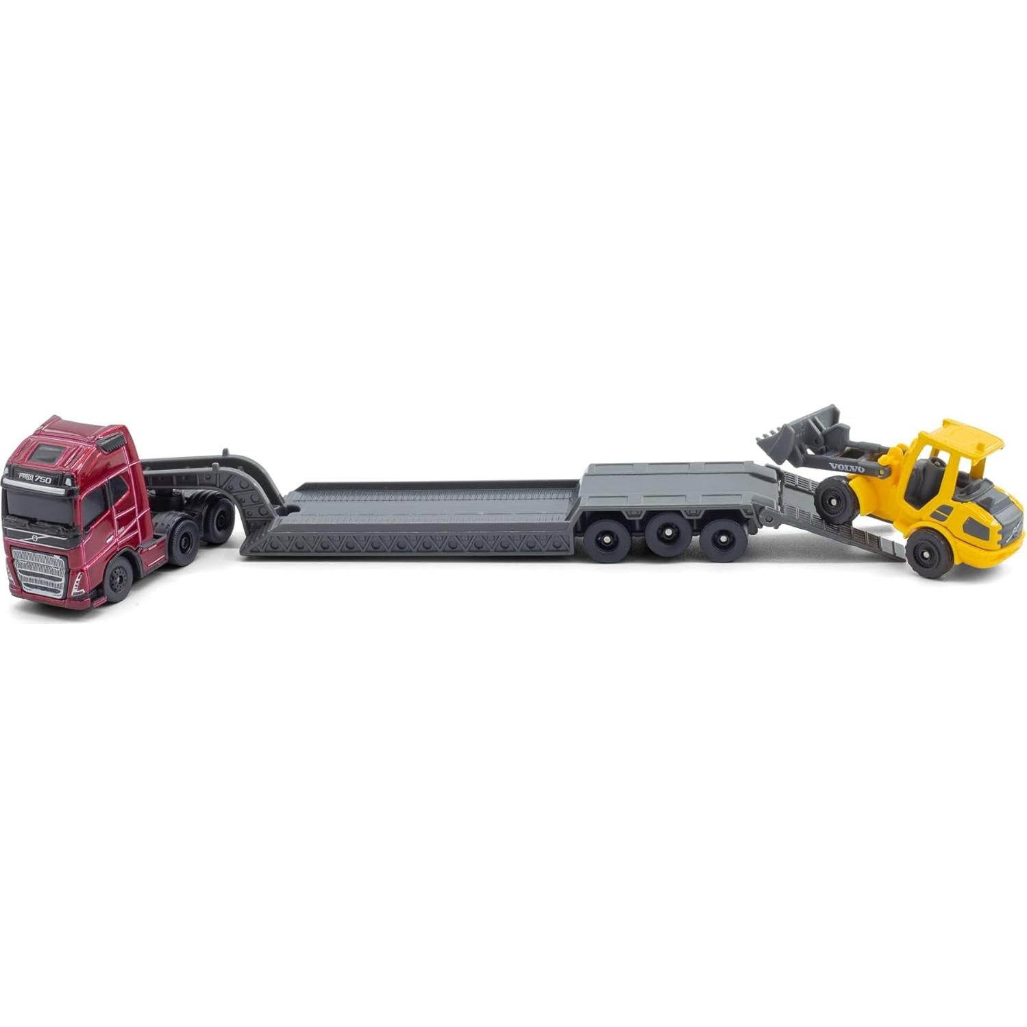 Camión Volvo FH16 con Remolque y Vehículo de Construcción