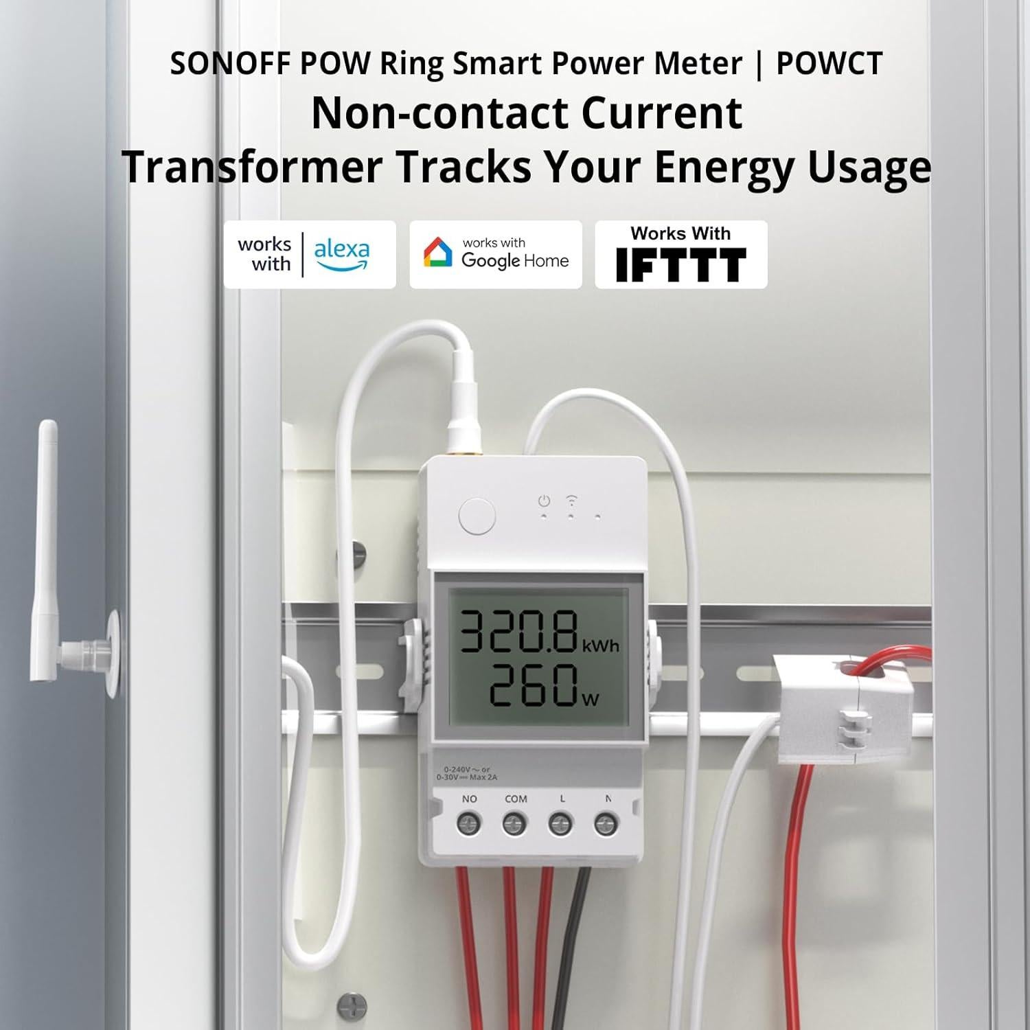 Medidor de Potencia Inteligente SONOFF POWCT WiFi 100A