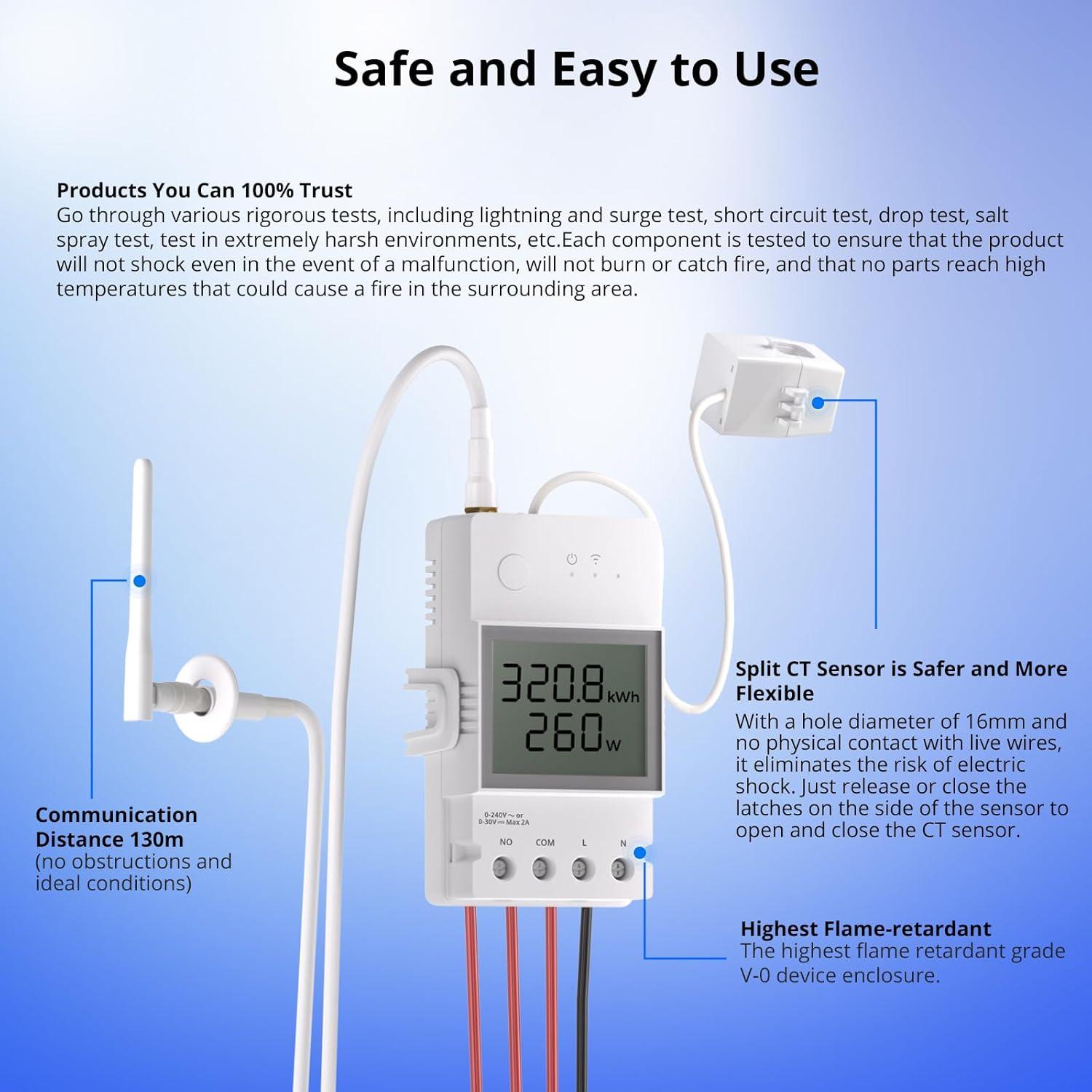 Medidor de Potencia Inteligente SONOFF POWCT WiFi 100A