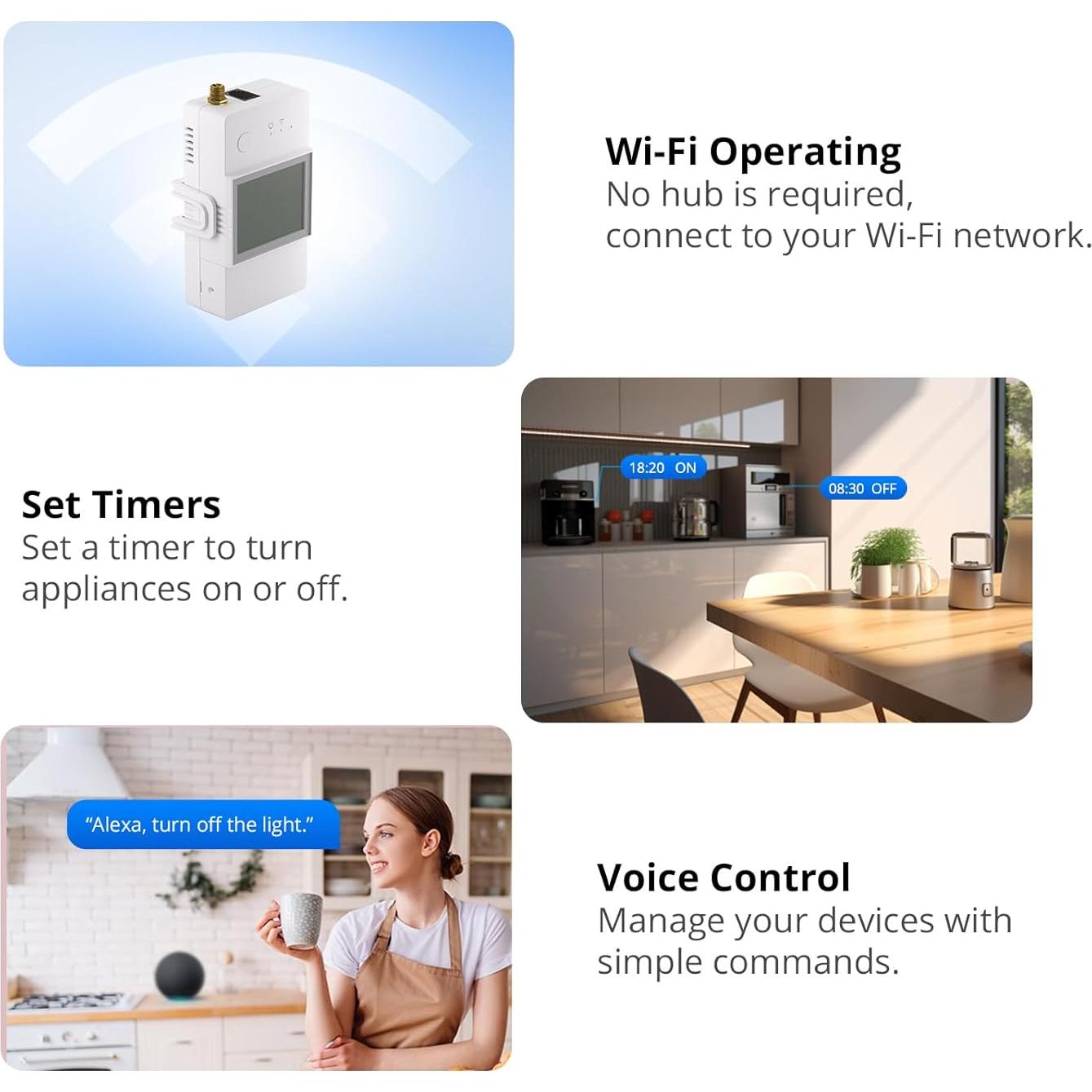 Medidor de Potencia Inteligente SONOFF POWCT WiFi 100A