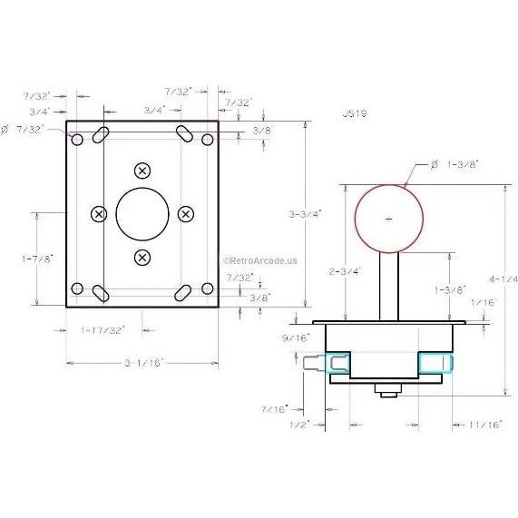 Joystick de Arcade RetroArcade Bola Rosa 2/4/8 Vías