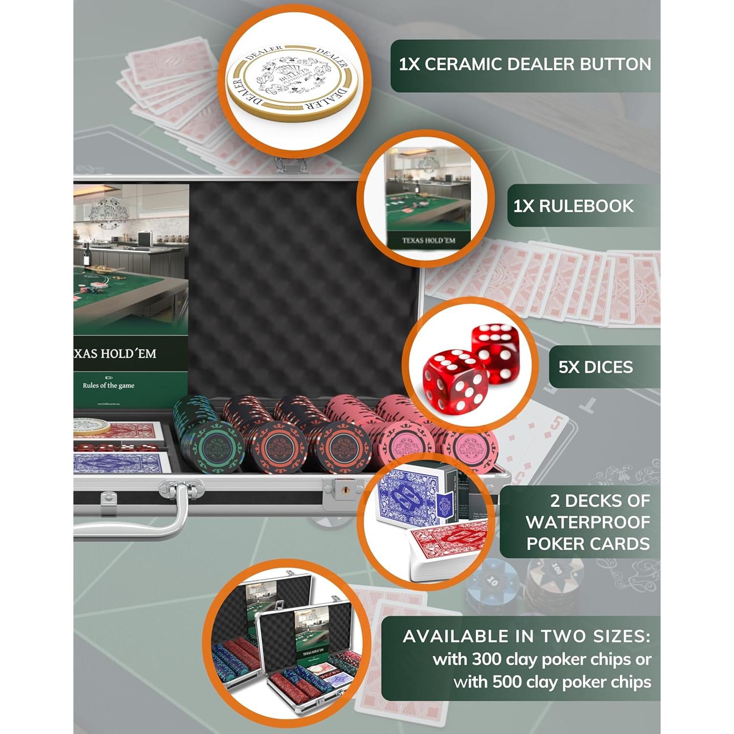 Juego de Póker Profesional Corrado - 500 Fichas y Accesorios