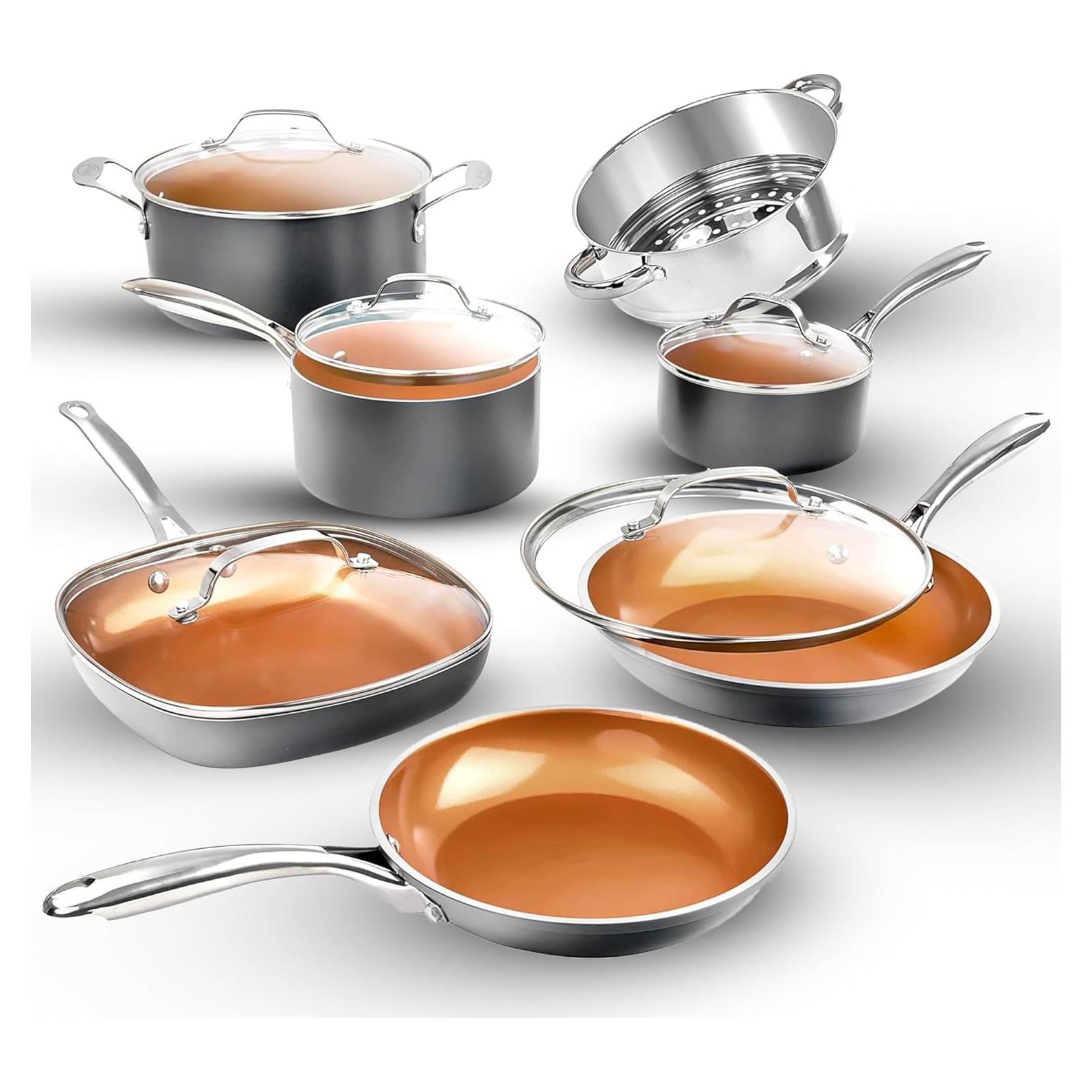 Juego de Ollas y Sartenes Gotham Steel 12 Piezas Cerámica