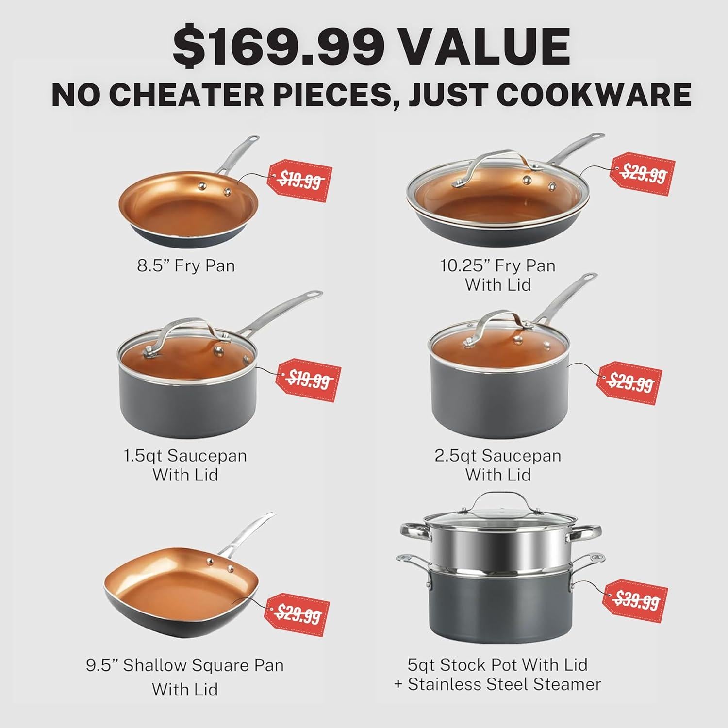 Juego de Ollas y Sartenes Gotham Steel 12 Piezas Cerámica