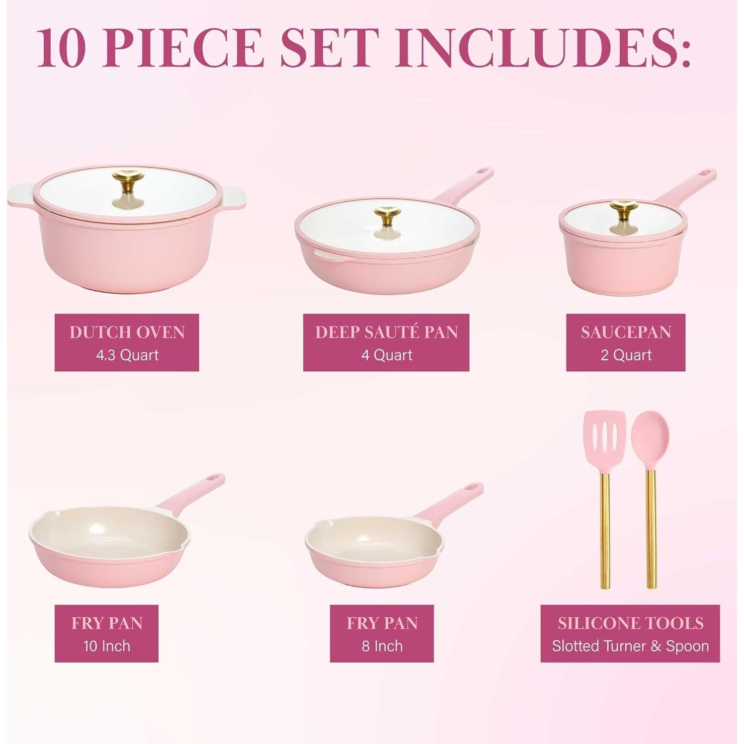 Juego de Utensilios de Cocina Paris Hilton 10 Piezas Rosa