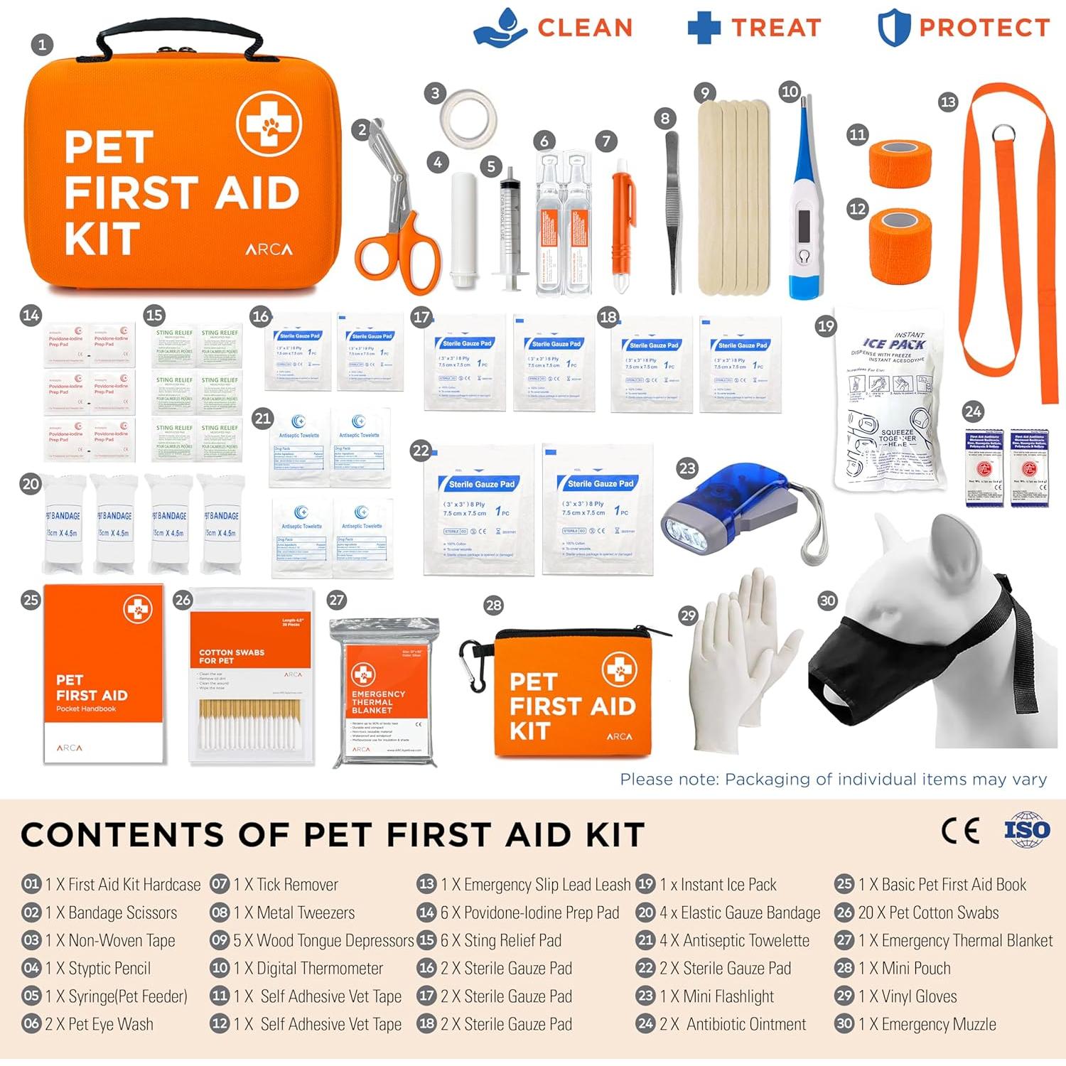 Kit de Primeros Auxilios para Mascotas ARCA Naranja Neón