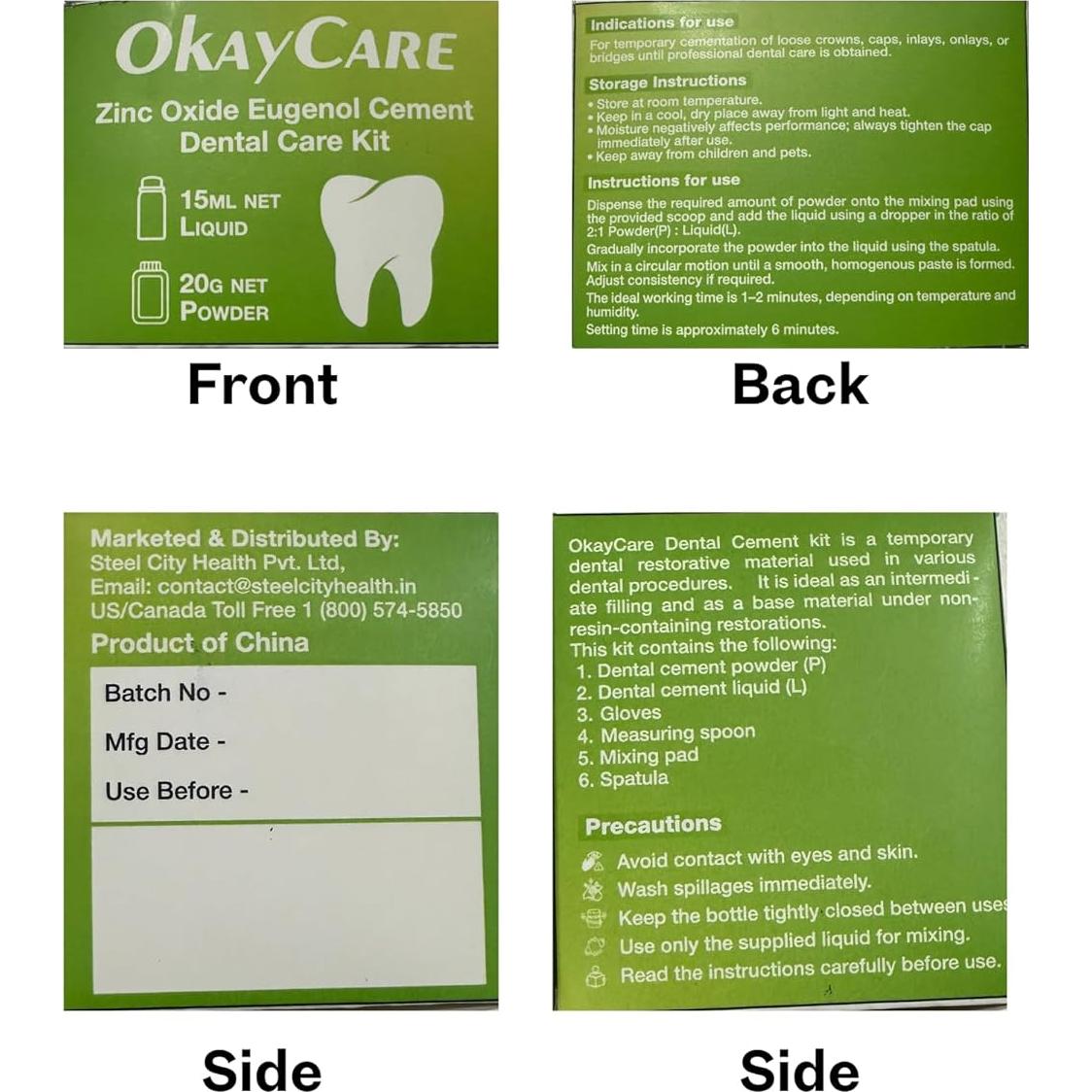 Cemento Dental de Óxido de Zinc Eugenol - Kit Reparación 15ml