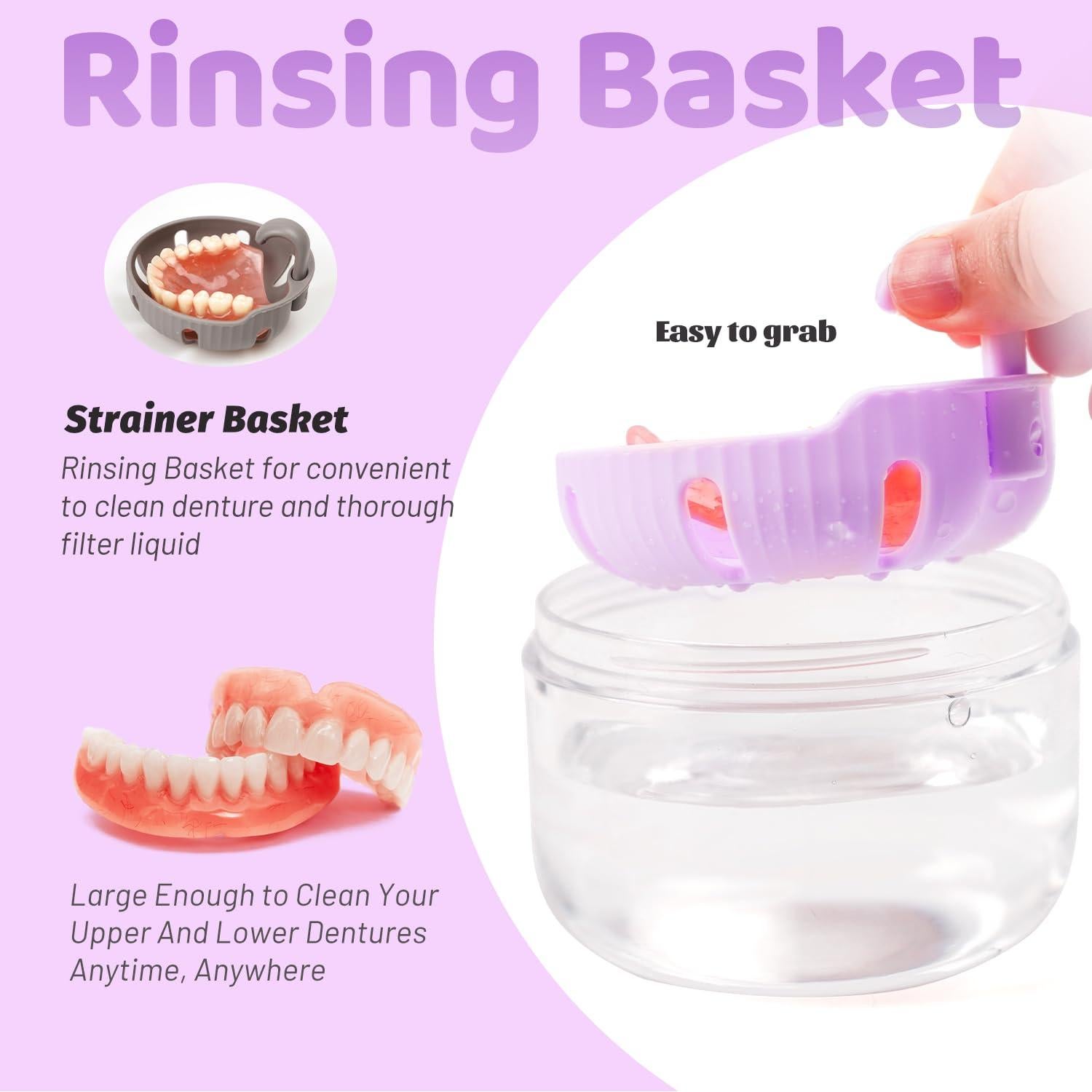 Estuche para Dentaduras Mckkor Morado a Prueba de Fugas