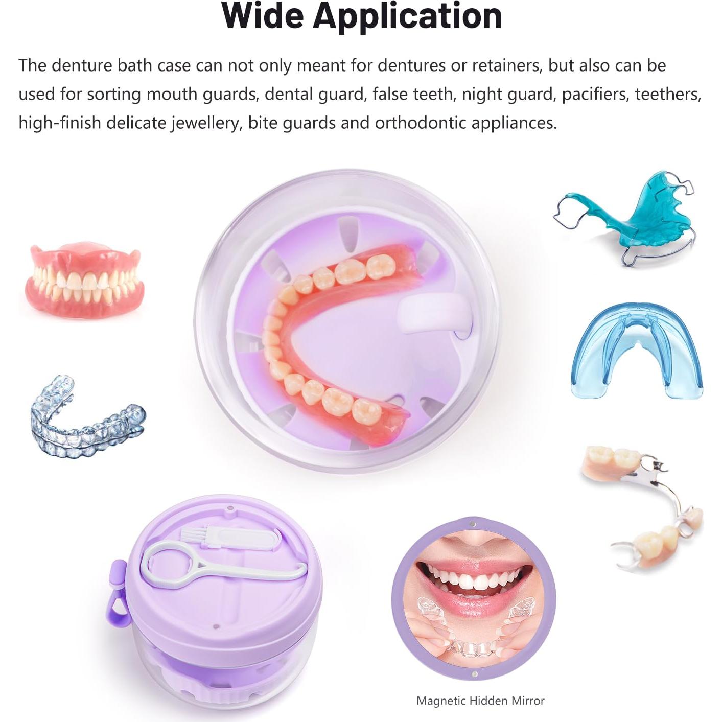 Estuche para Dentaduras Mckkor Morado a Prueba de Fugas