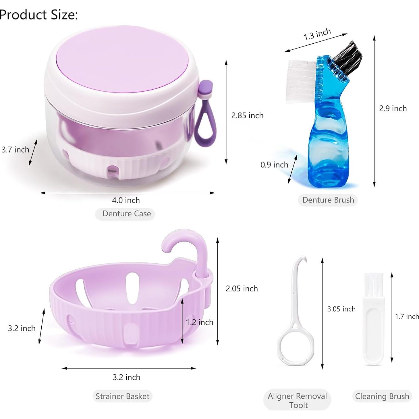 Estuche para Dentaduras Mckkor Morado a Prueba de Fugas