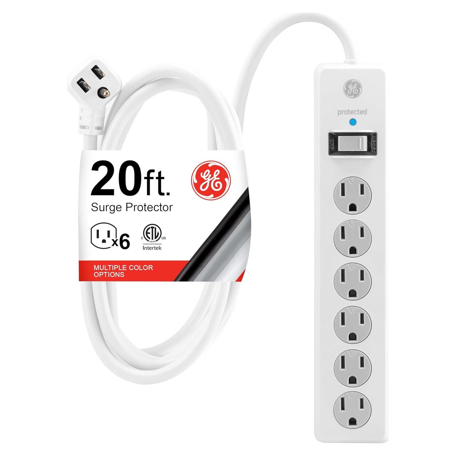 Protector Sobretensiones GE 6 Salidas 800 Julios 6,10 m Blanco